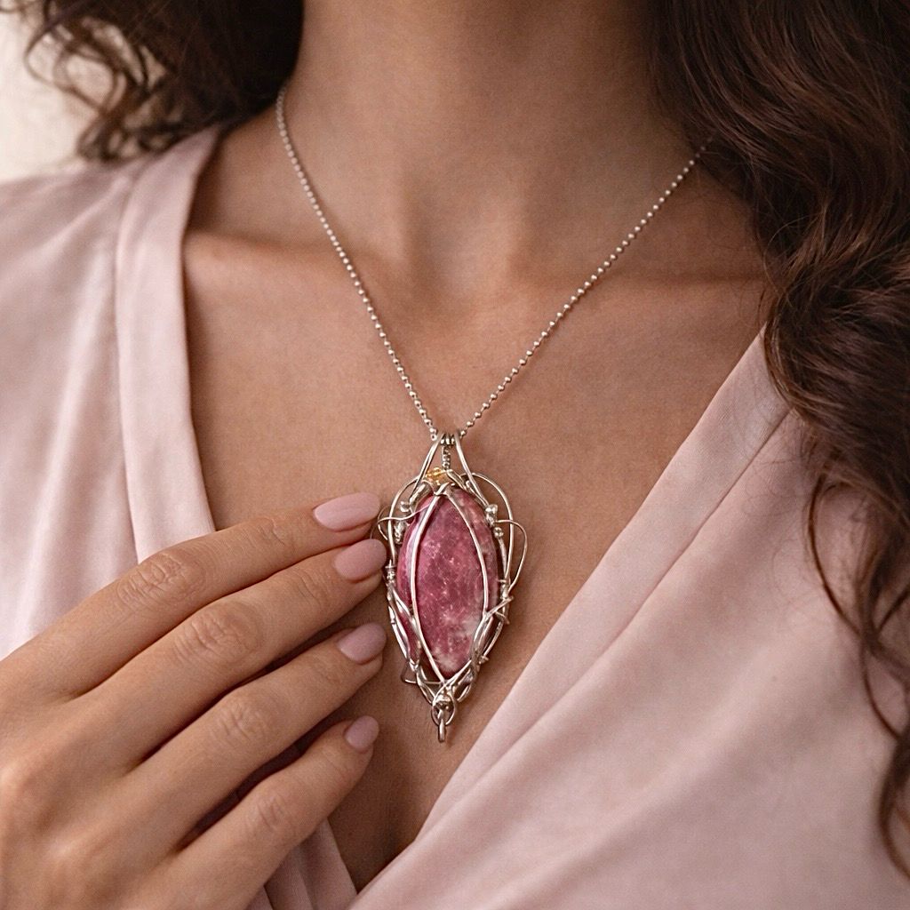 THULITE - Sterling Silver - Gemstone Crystal Therapy Pendant