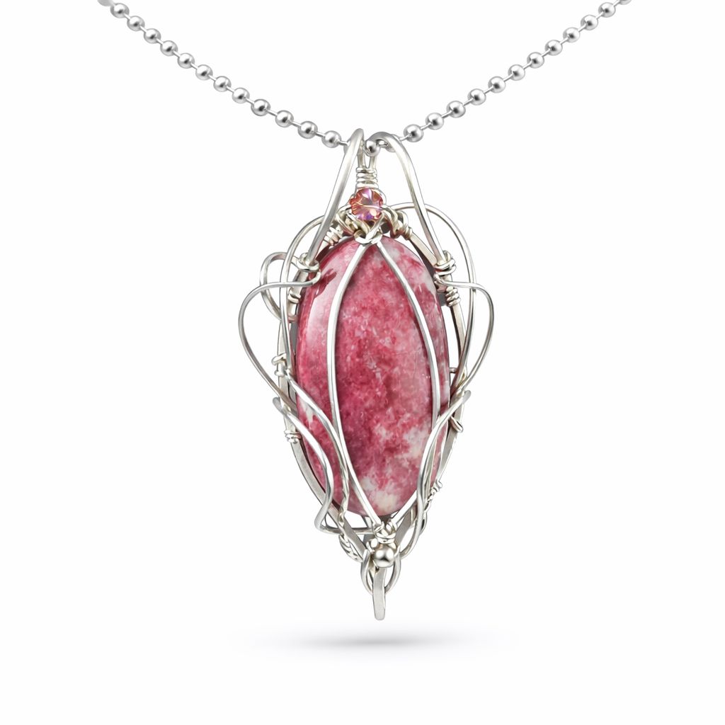 THULITE - Sterling Silver - Gemstone Crystal Therapy Pendant