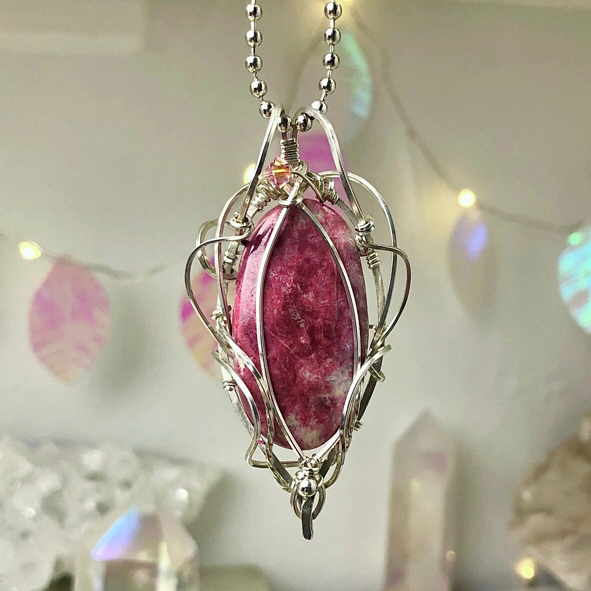 THULITE - Sterling Silver - Gemstone Crystal Therapy Pendant THULITE - Sterling Silver - Gemstone Crystal Therapy Pendant