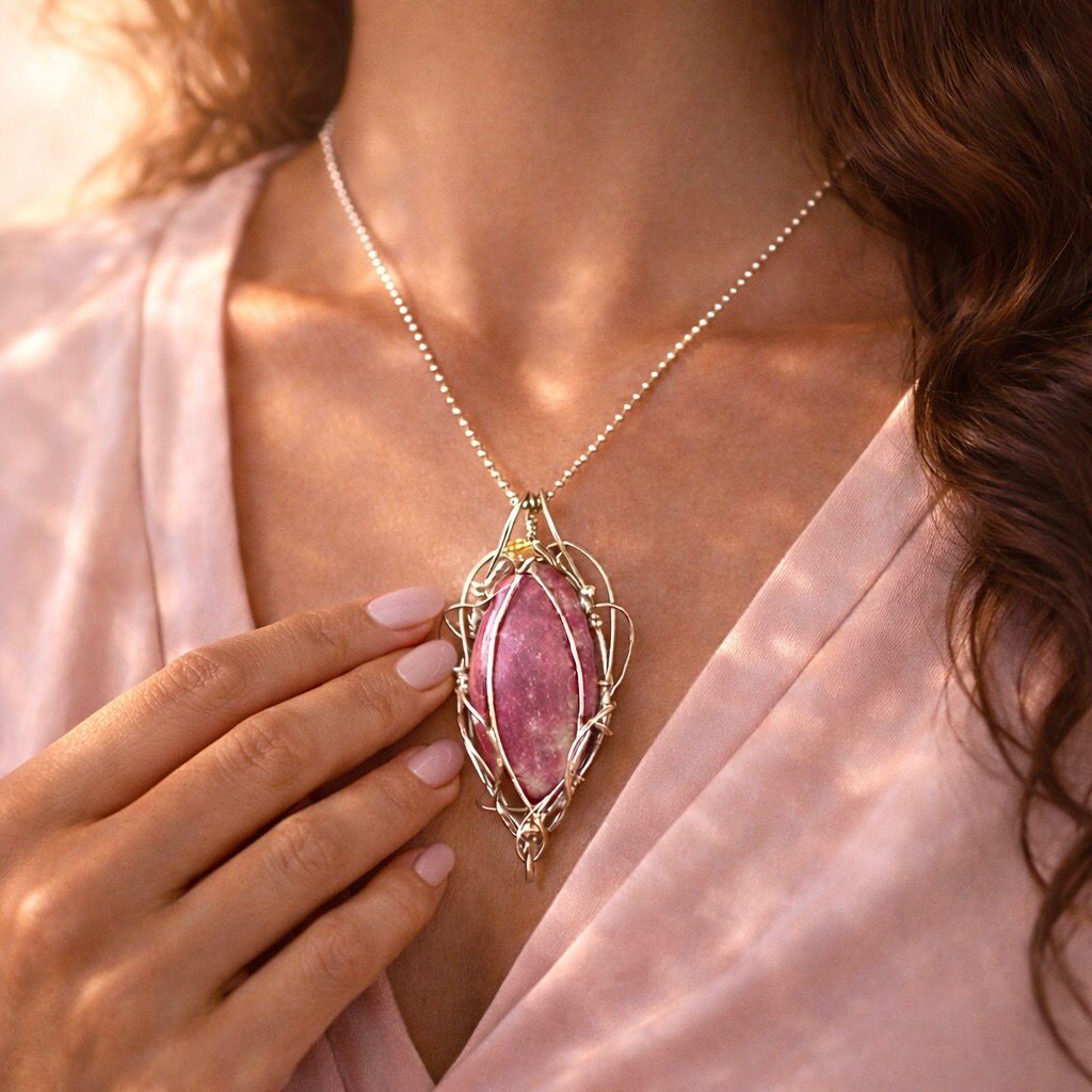 THULITE - Sterling Silver - Gemstone Crystal Therapy Pendant