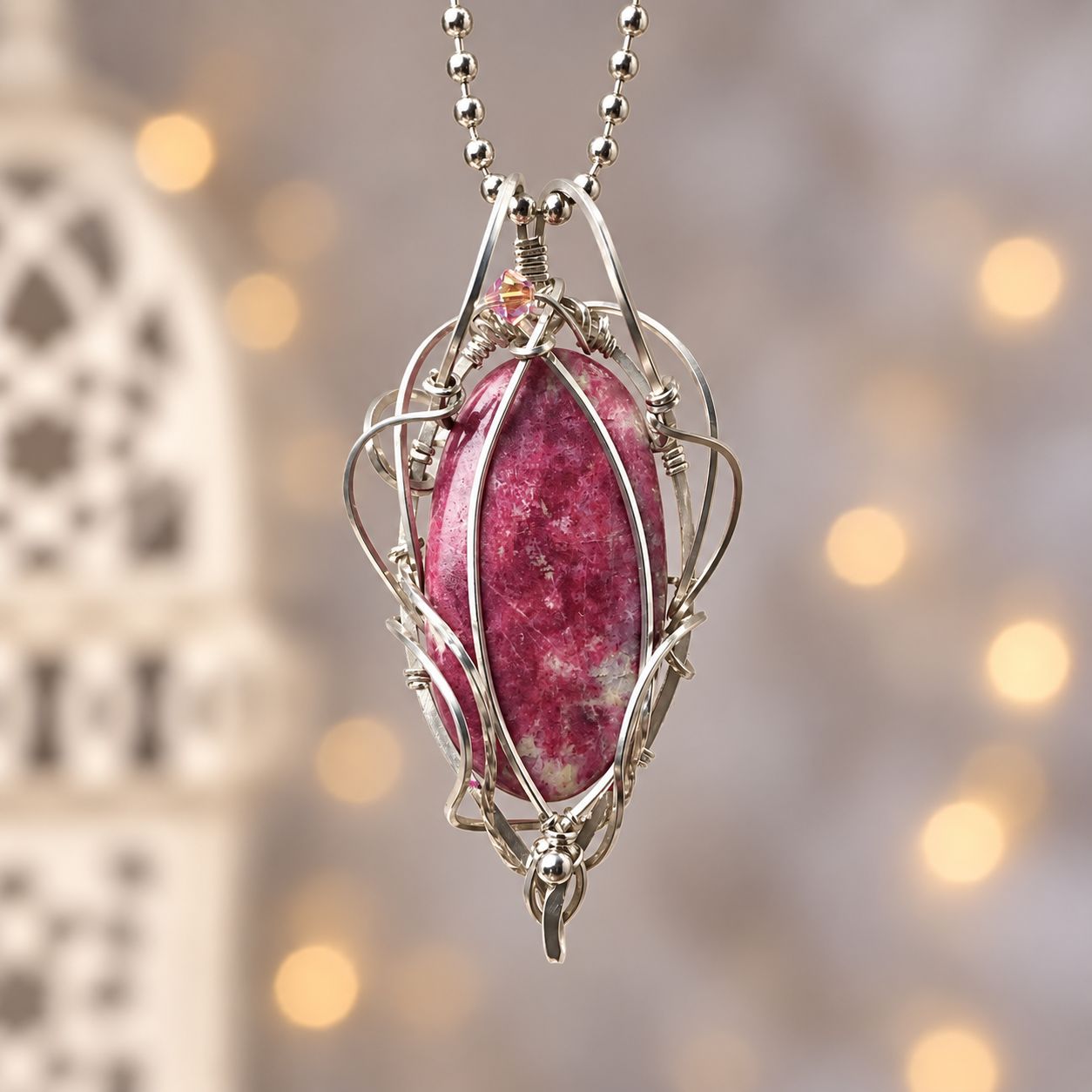 THULITE - Sterling Silver - Gemstone Crystal Therapy Pendant