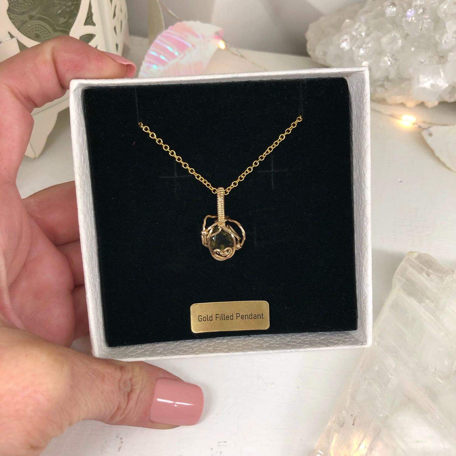 MOLDAVITE (1.5 Carat) - 14k Gold Filled - Gemstone Crystal Therapy Pendant