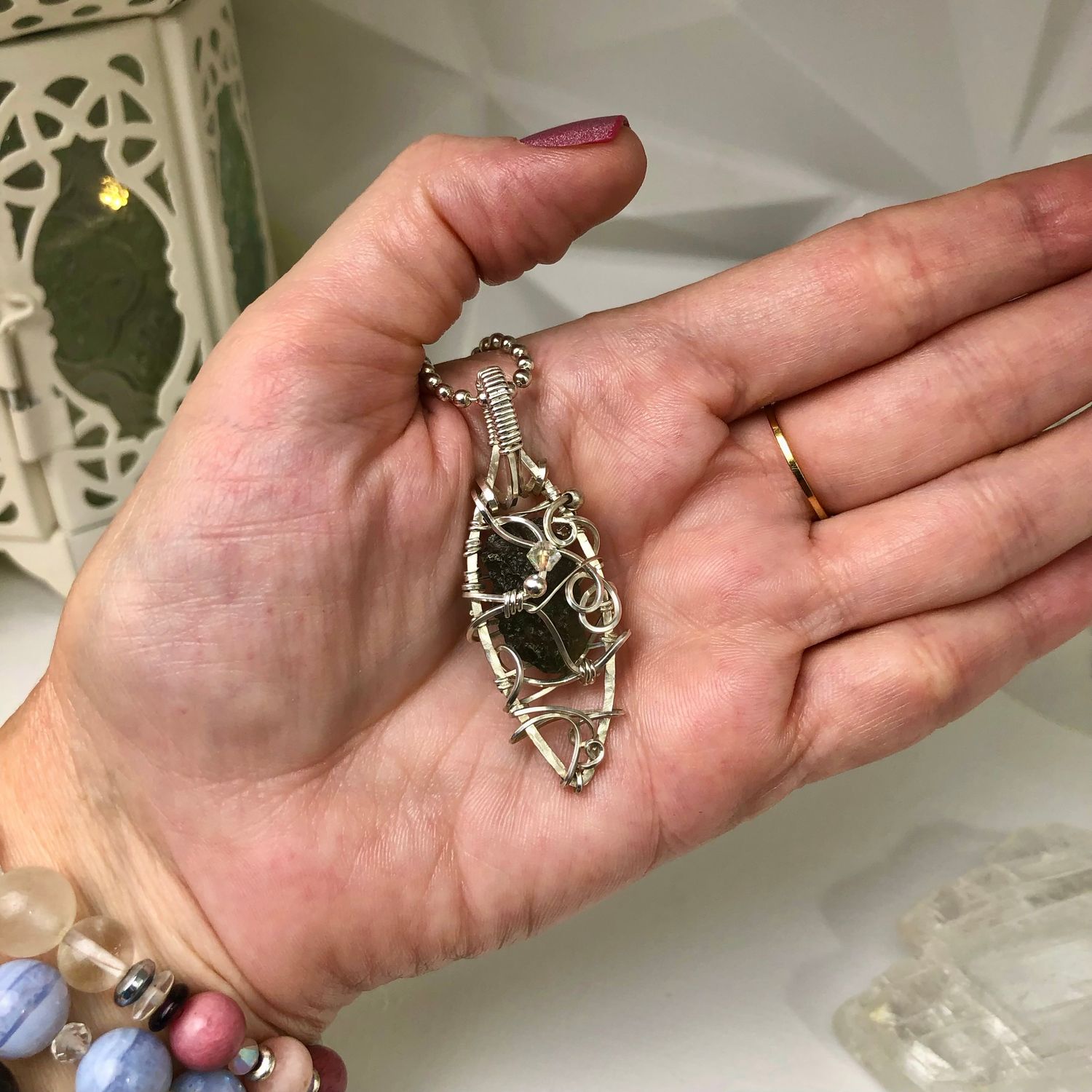 MOLDAVITE (1.58 Grams) - Sterling Silver - Gemstone Crystal Therapy Pendant