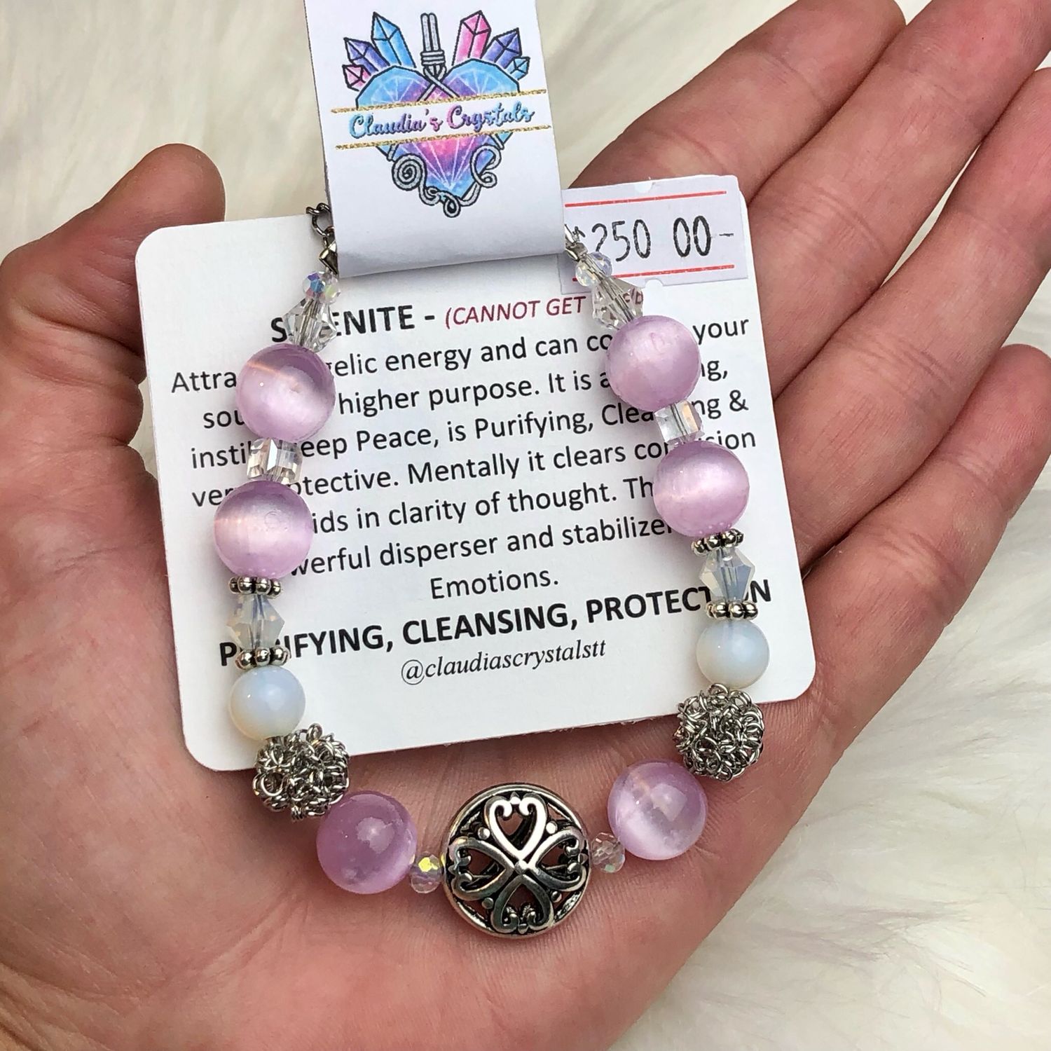 SELENITE (dyed) - Gemstone Adjustable Bracelet - Silver Plated