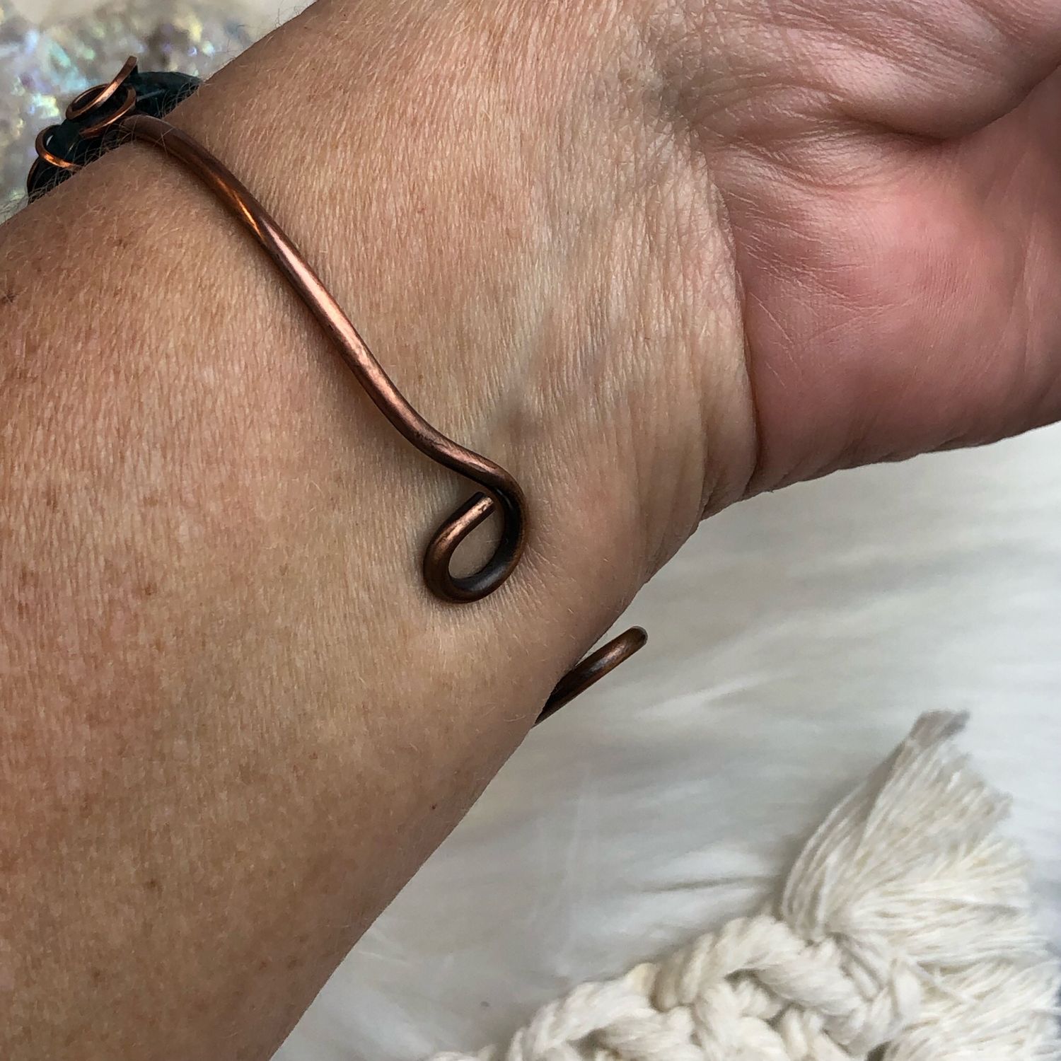 FELDSPATH - Gemstone Adjustable Copper Bangle
