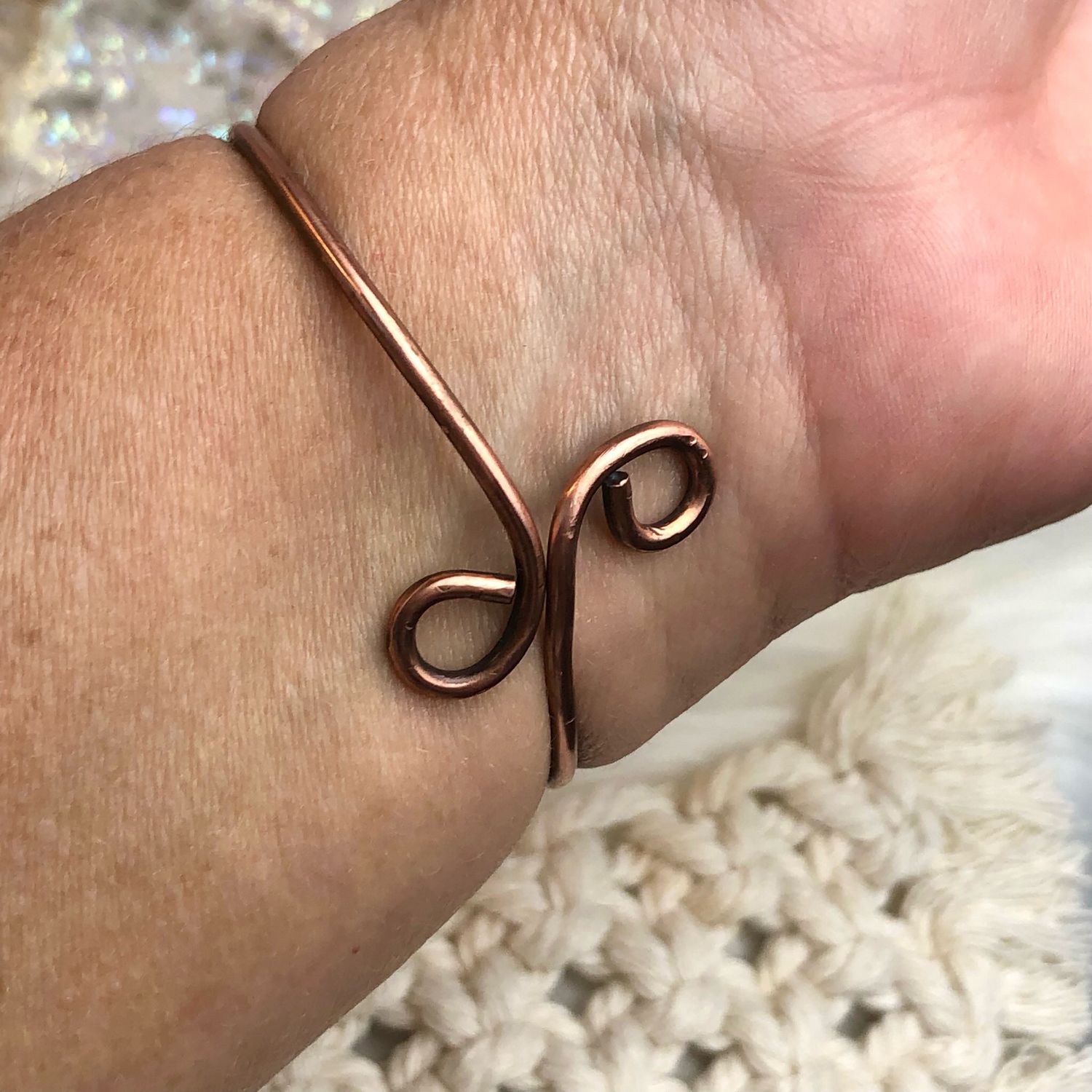 LABRADORITE - Gemstone Adjustable Copper Bangle