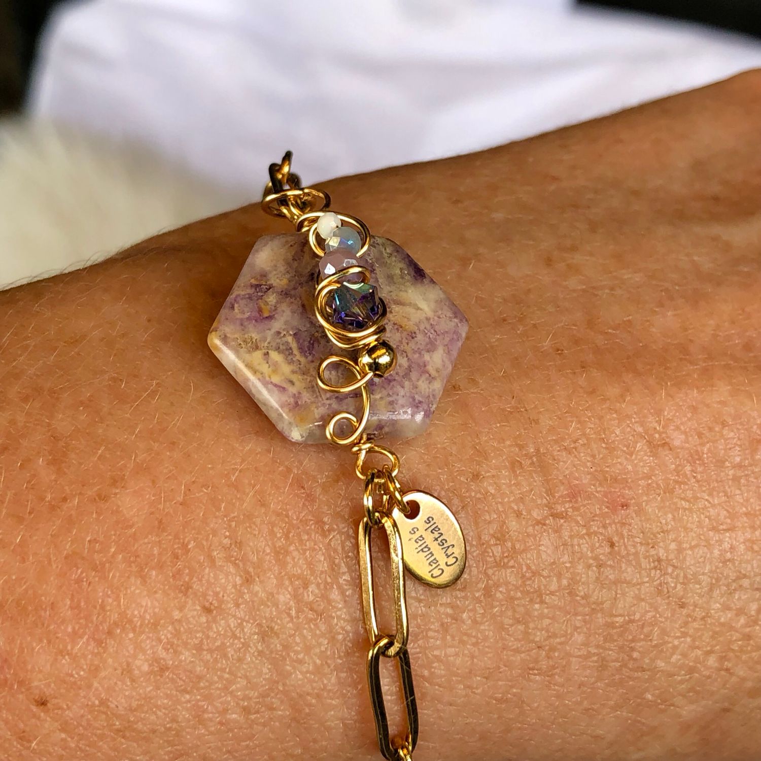 SUGILITE - Gemstone Adjustable Bracelet - 18k Gold Plated