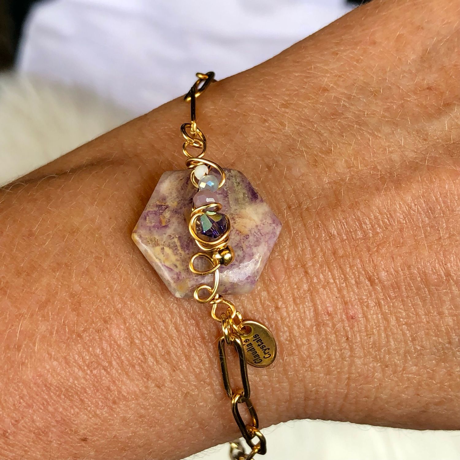 SUGILITE - Gemstone Adjustable Bracelet - 18k Gold Plated