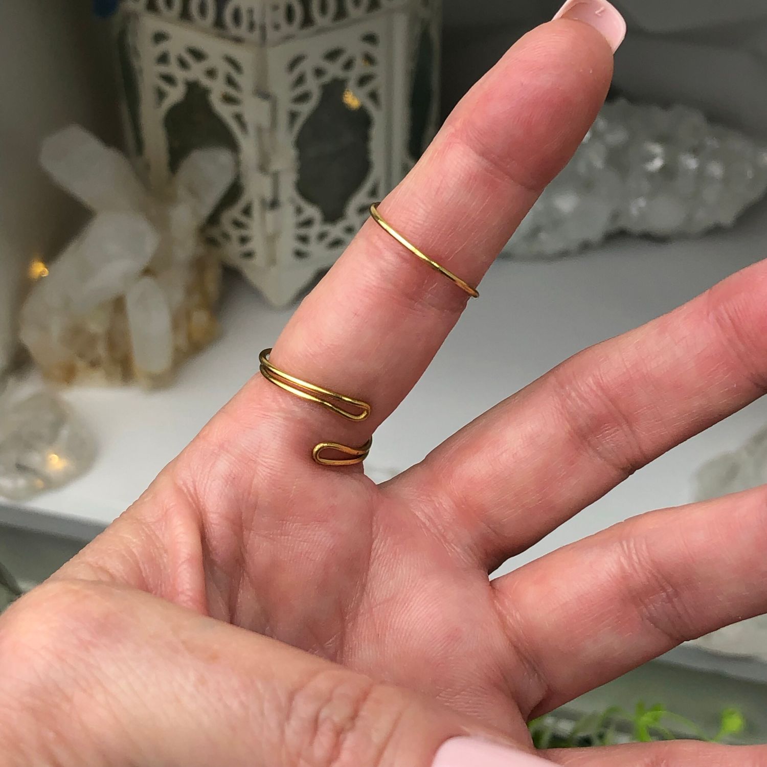 PINK CRAZY LACE AGATE - Adjustable Ring - Gold Plated