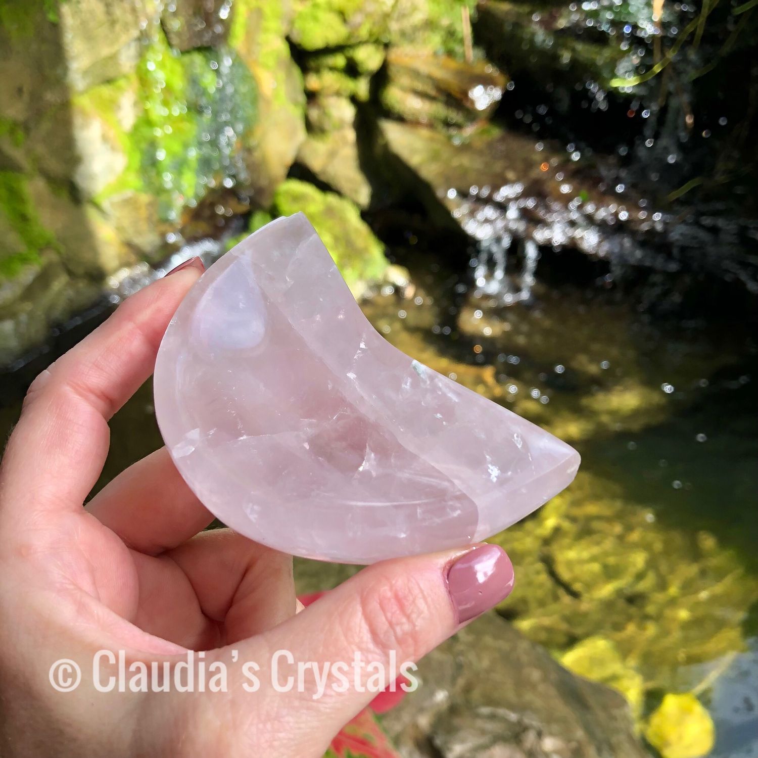 ROSE QUARTZ - Crescent Moon Dish