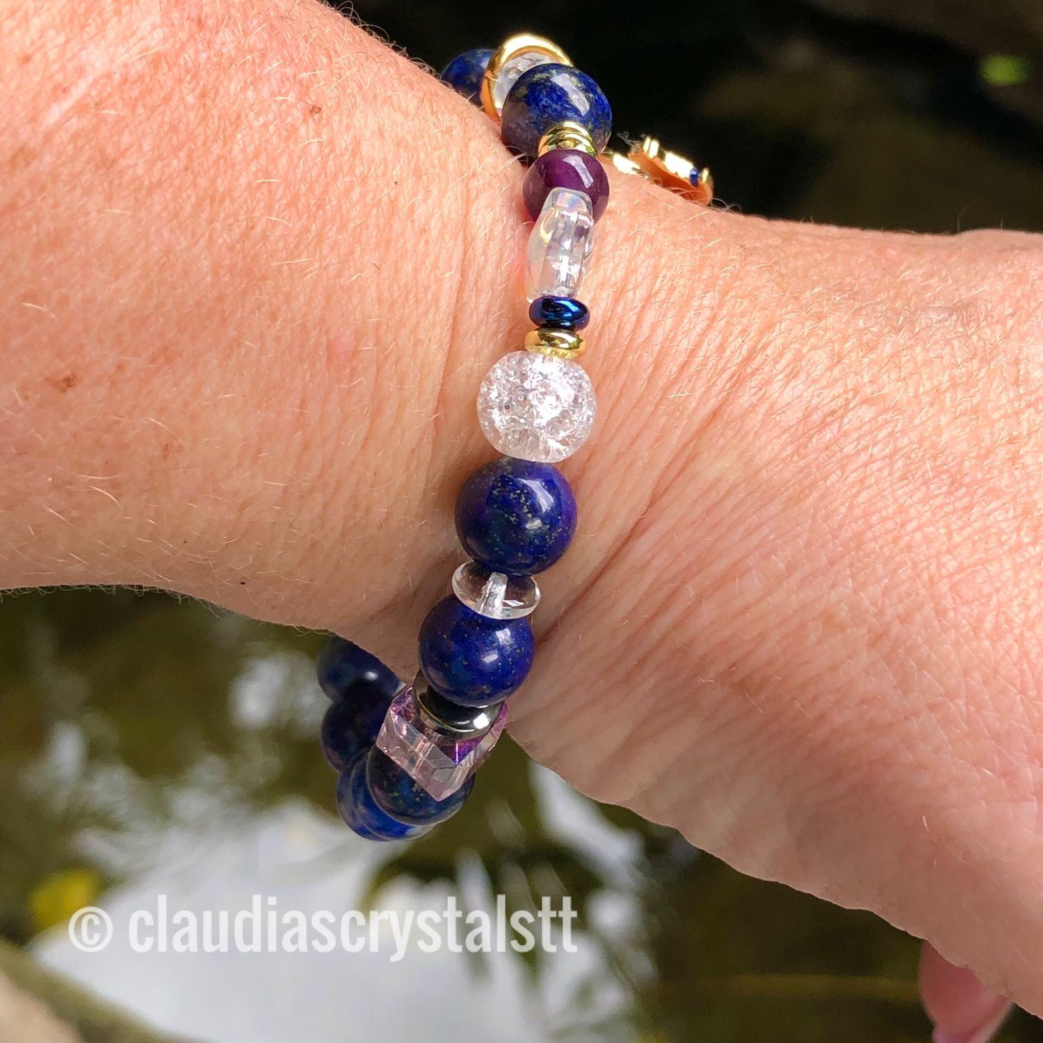 INTUITION &amp; WISDOM - Crystal Therapy Bracelet – Stretch  7.5”
