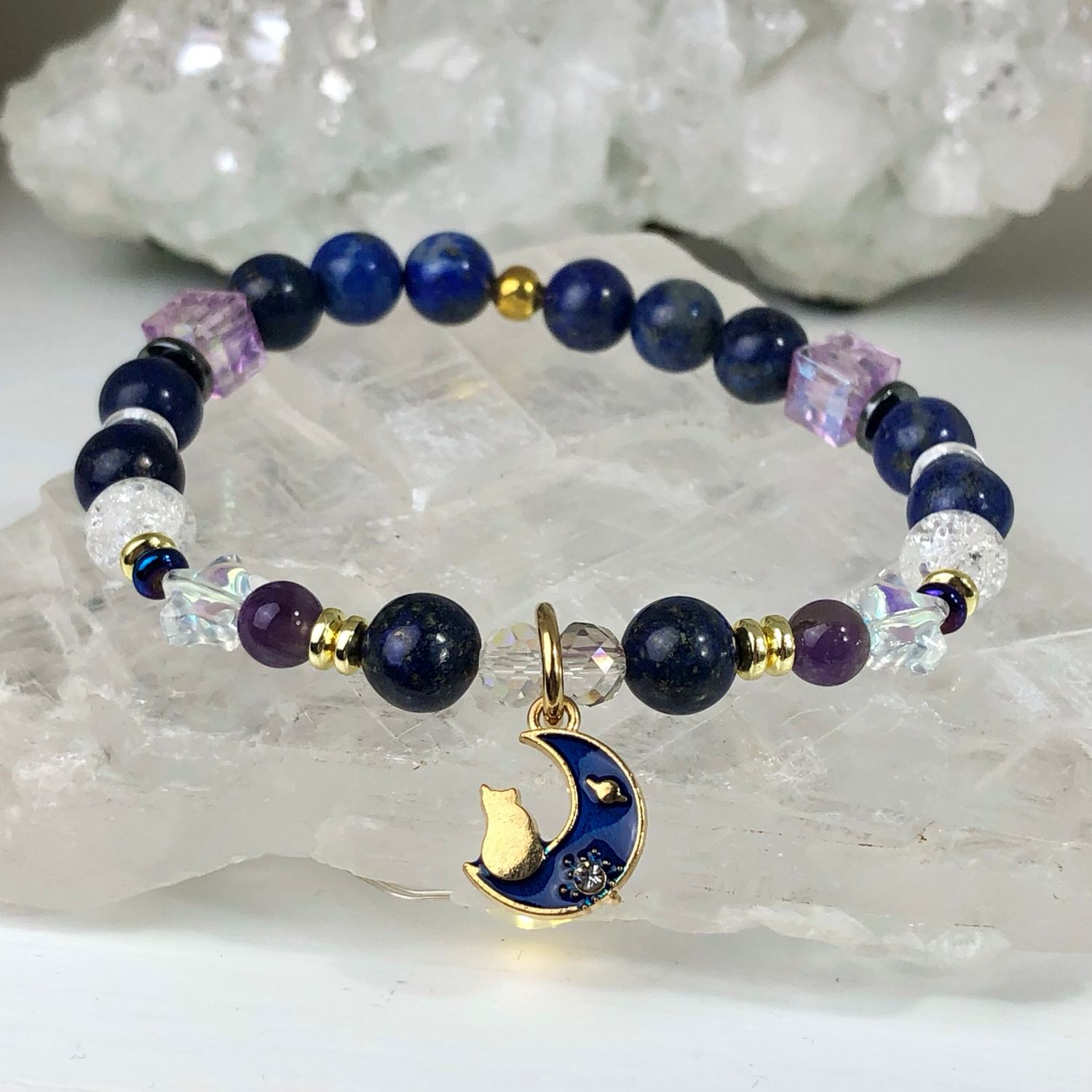 INTUITION &amp; WISDOM - Crystal Therapy Bracelet – Stretch  7.5”