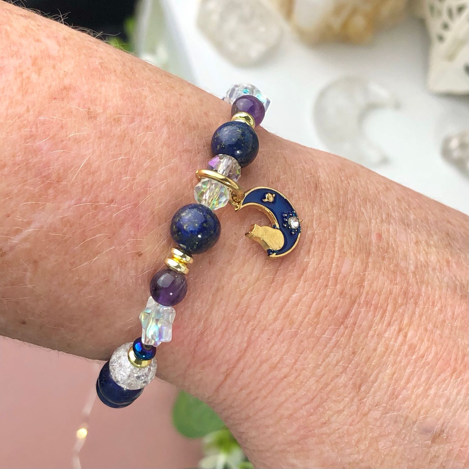 INTUITION &amp; WISDOM - Crystal Therapy Bracelet – Stretch  7.5”