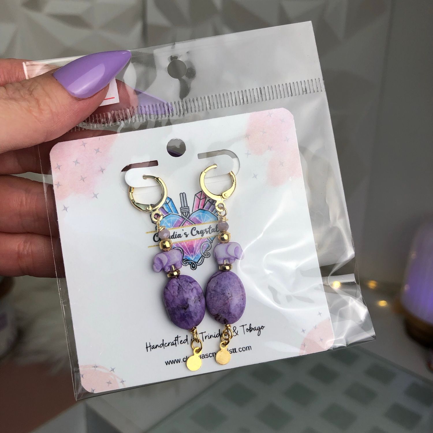 PURPLE CRAZY LACE AGATE - Crystal Therapy Earrings