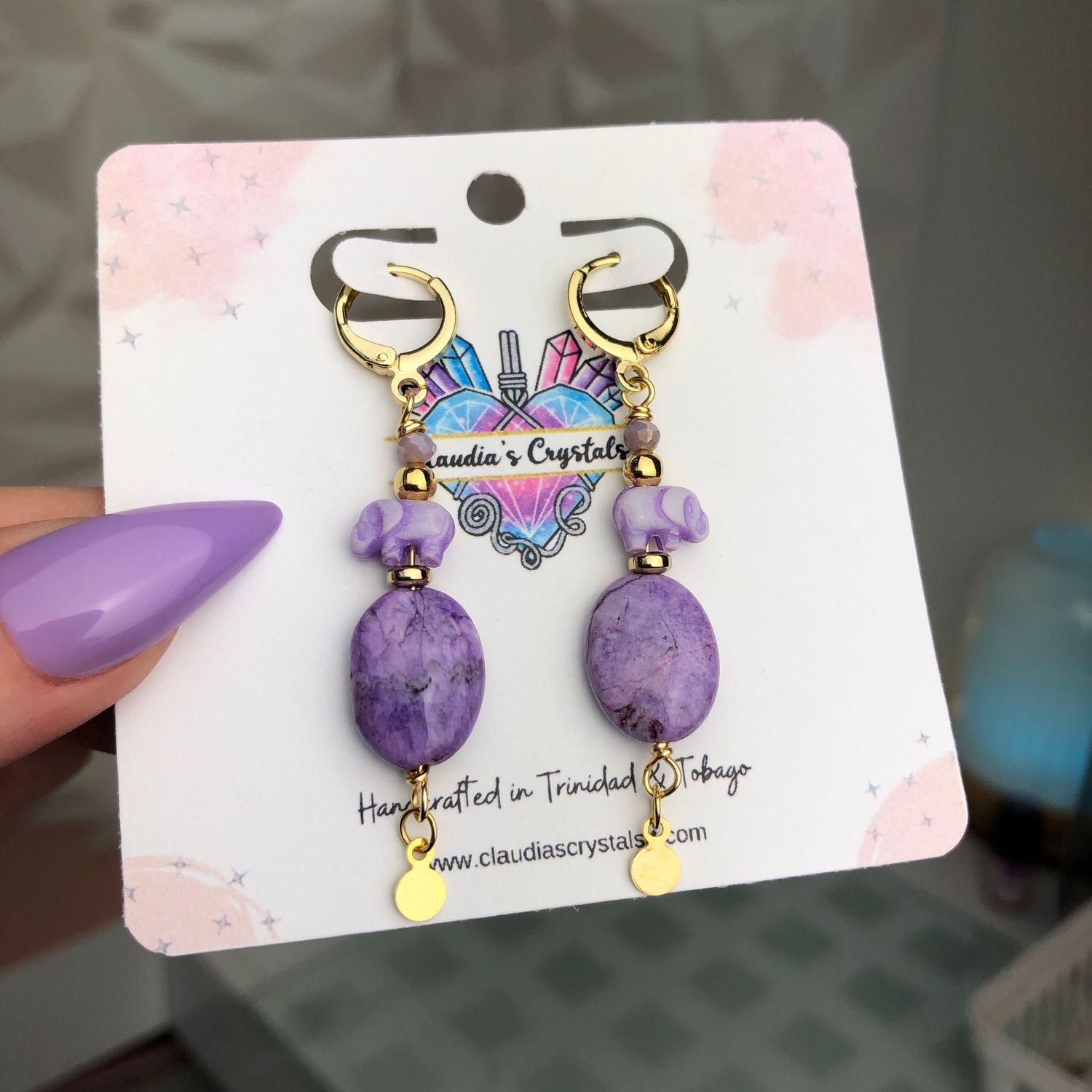 PURPLE CRAZY LACE AGATE - Crystal Therapy Earrings