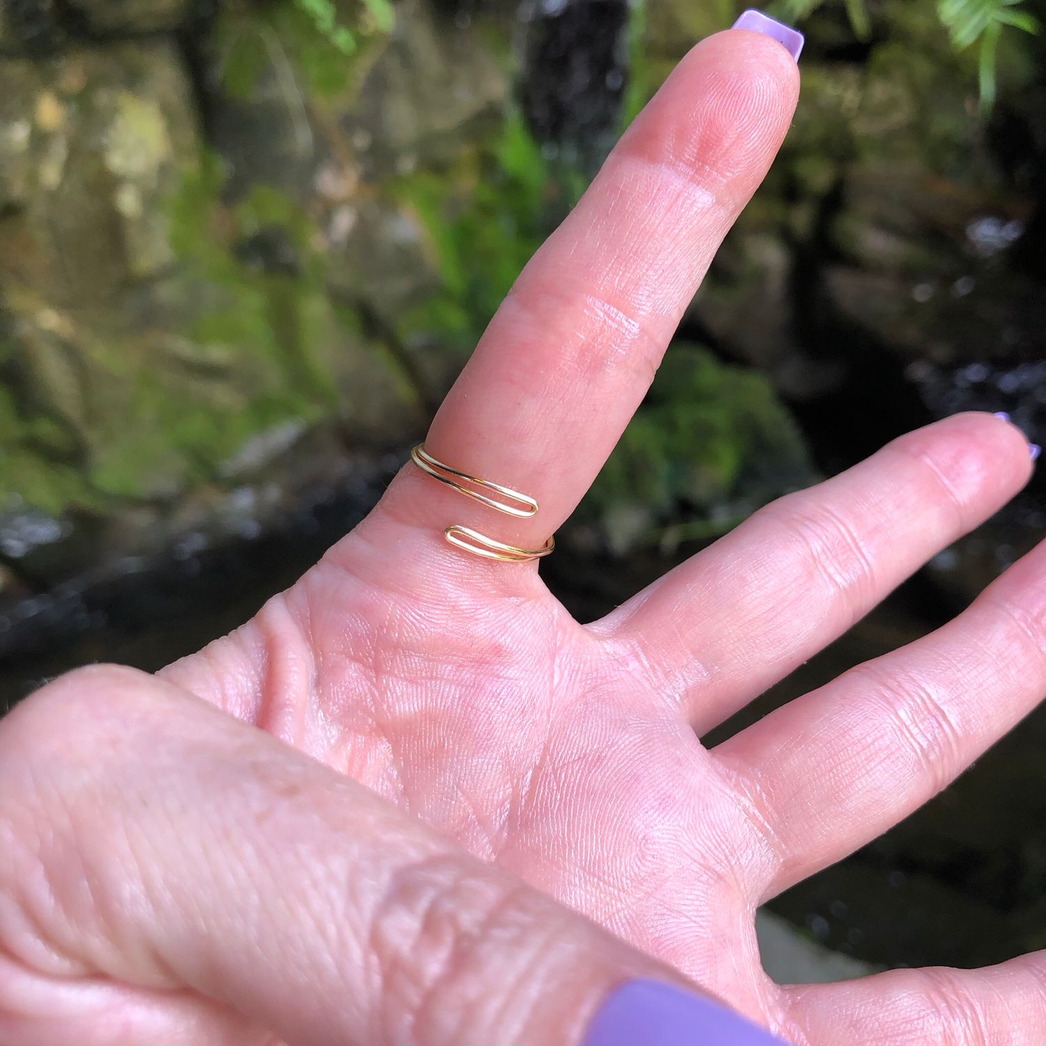 Crescent Moon Charm Ring – Adjustable Gold Plated