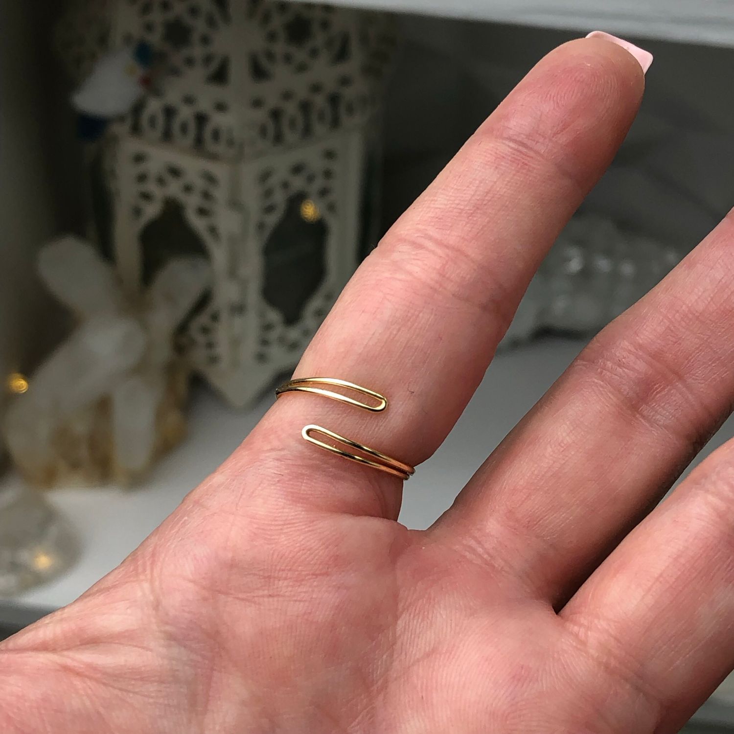 Crescent Moon Charm Ring – Adjustable Gold Plated