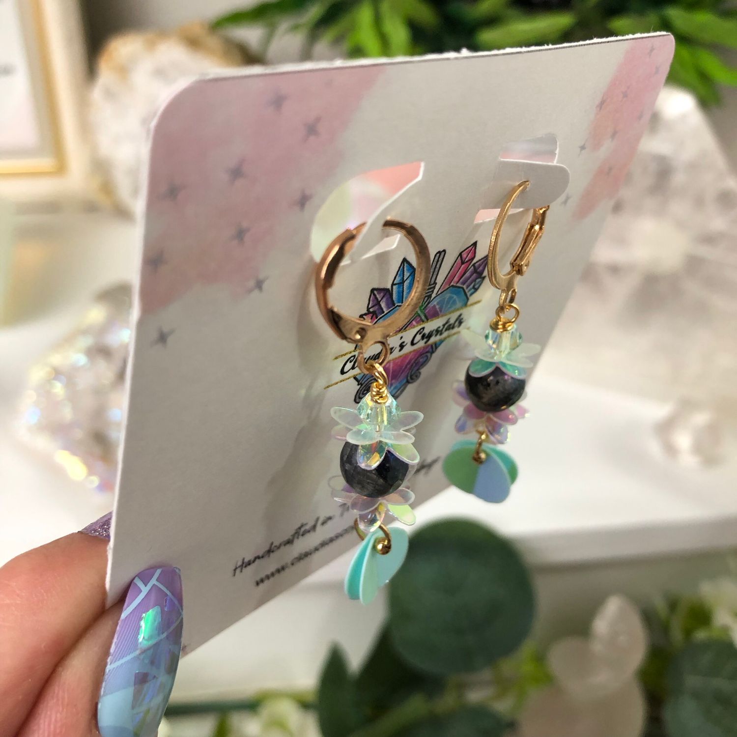 AURA LABRADORITE - Crystal Therapy Earrings - Gold Plated