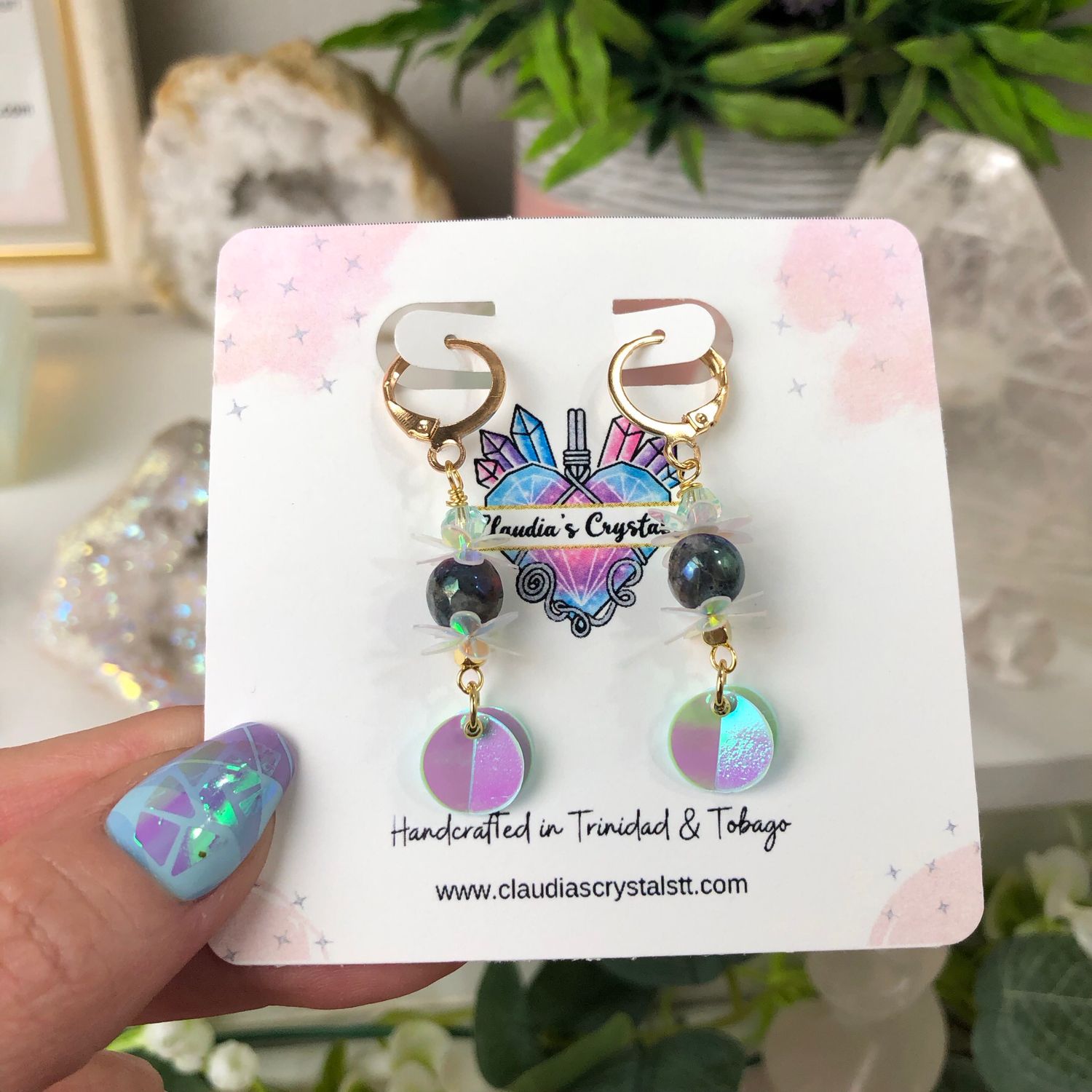 AURA LABRADORITE - Crystal Therapy Earrings - Gold Plated