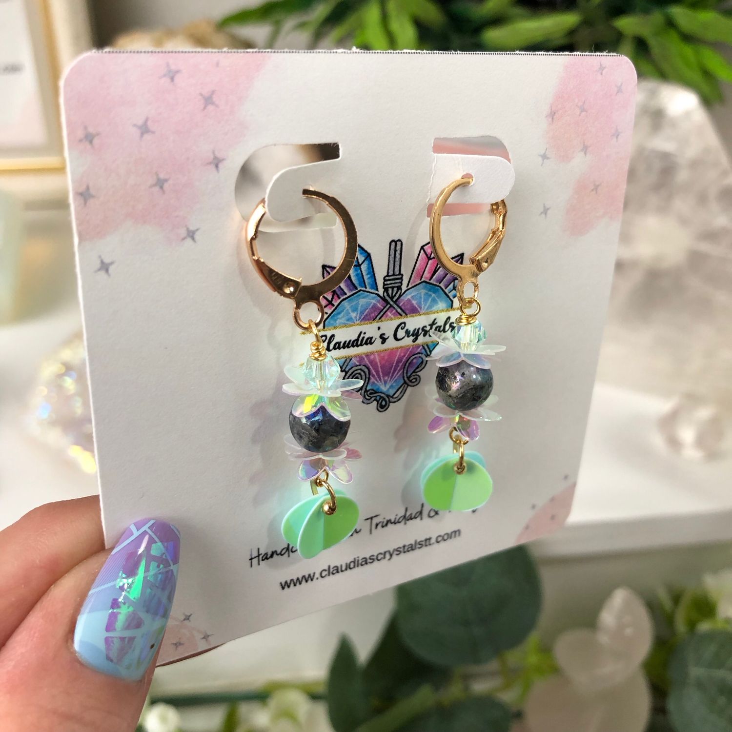 AURA LABRADORITE - Crystal Therapy Earrings - Gold Plated