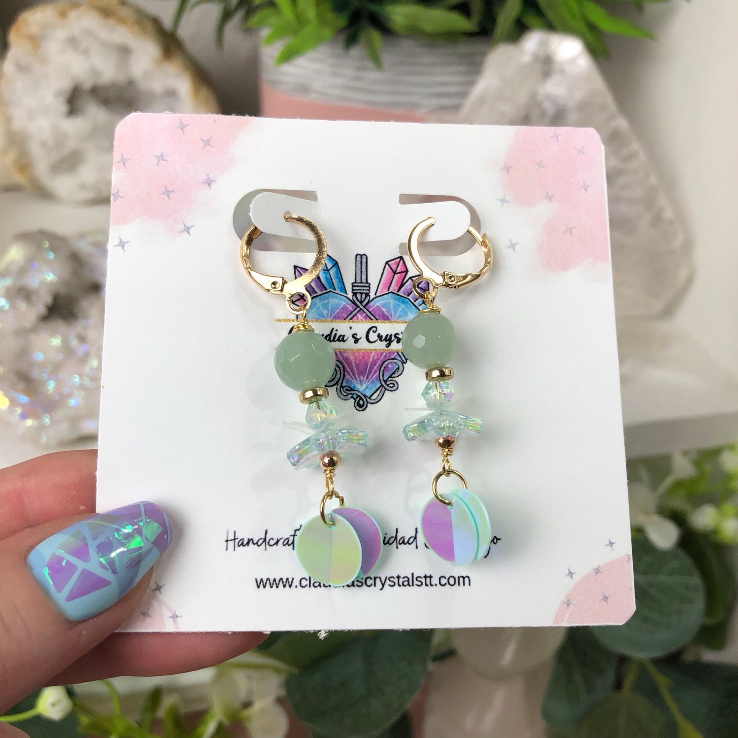 GREEN AVENTURINE - Crystal Therapy Earrings - Gold Plated