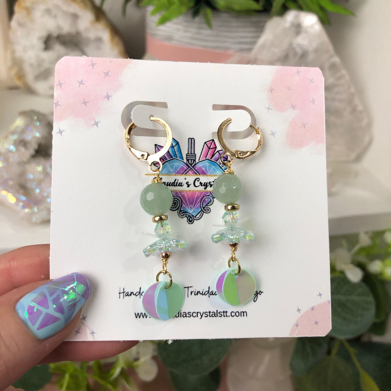 GREEN AVENTURINE - Crystal Therapy Earrings - Gold Plated