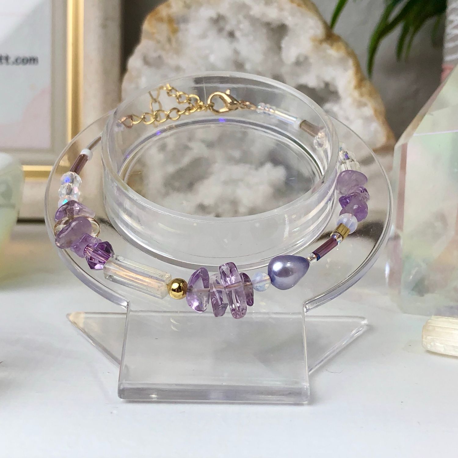 AMETRINE - Crystal Therapy Dainty Bangle - Gold Plated