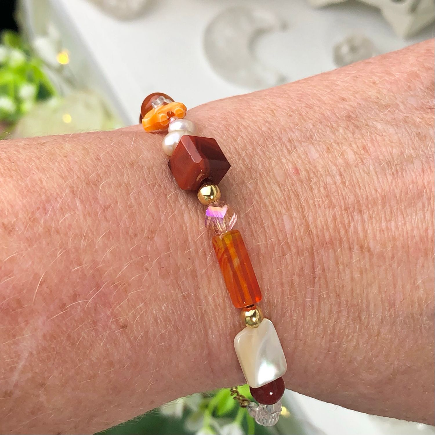 CARNELIAN - Dainty Bangle - Gold Plated