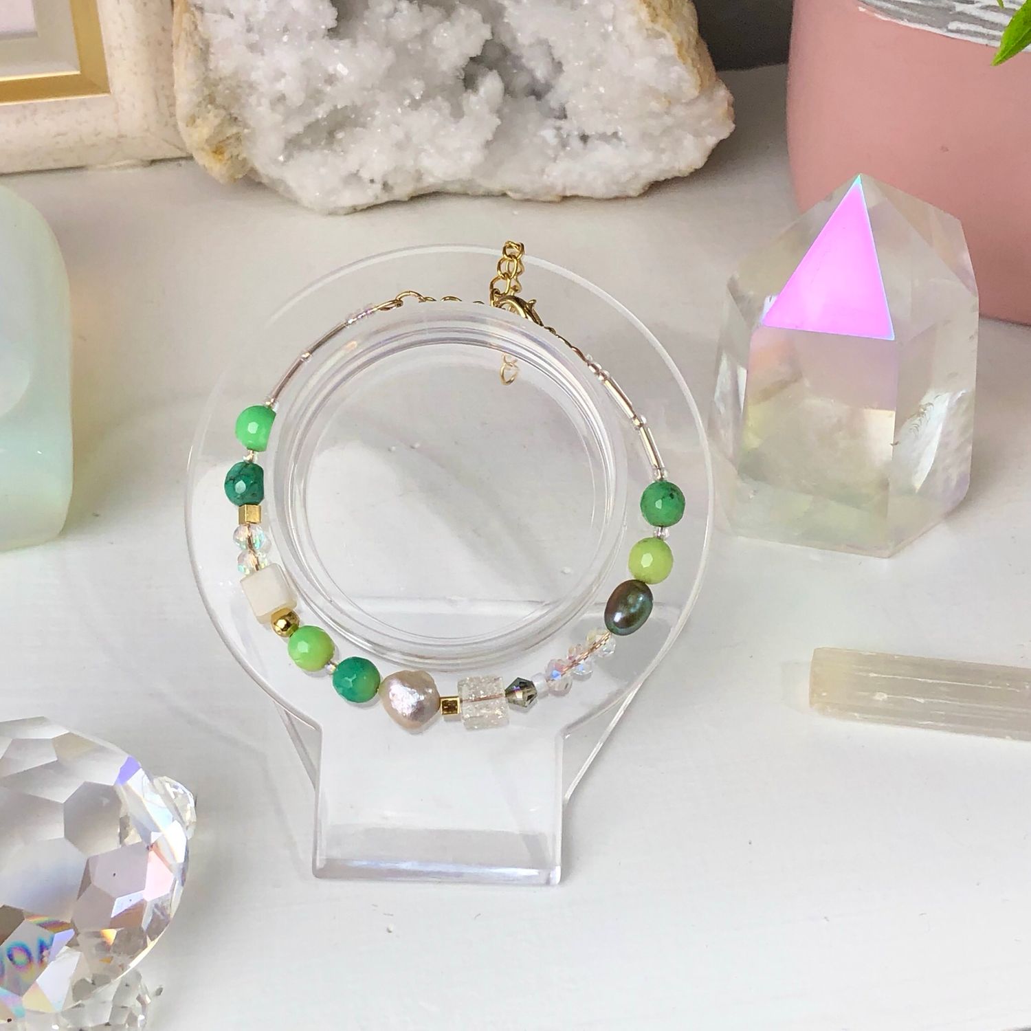 CHRYSOPRASE - Dainty Bangle - Gold Plated