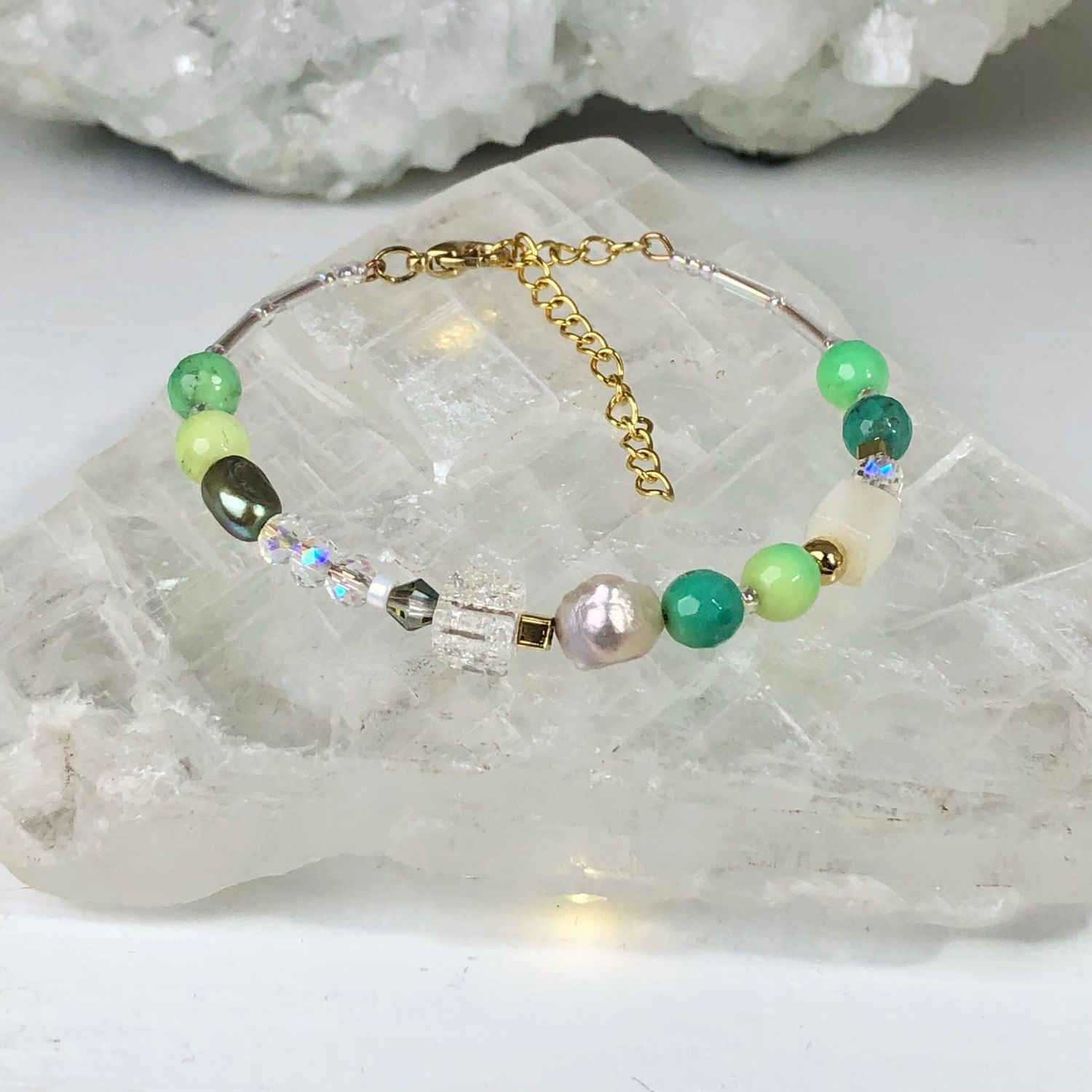CHRYSOPRASE - Dainty Bangle - Gold Plated CHRYSOPRASE - Dainty Bangle - Gold Plated