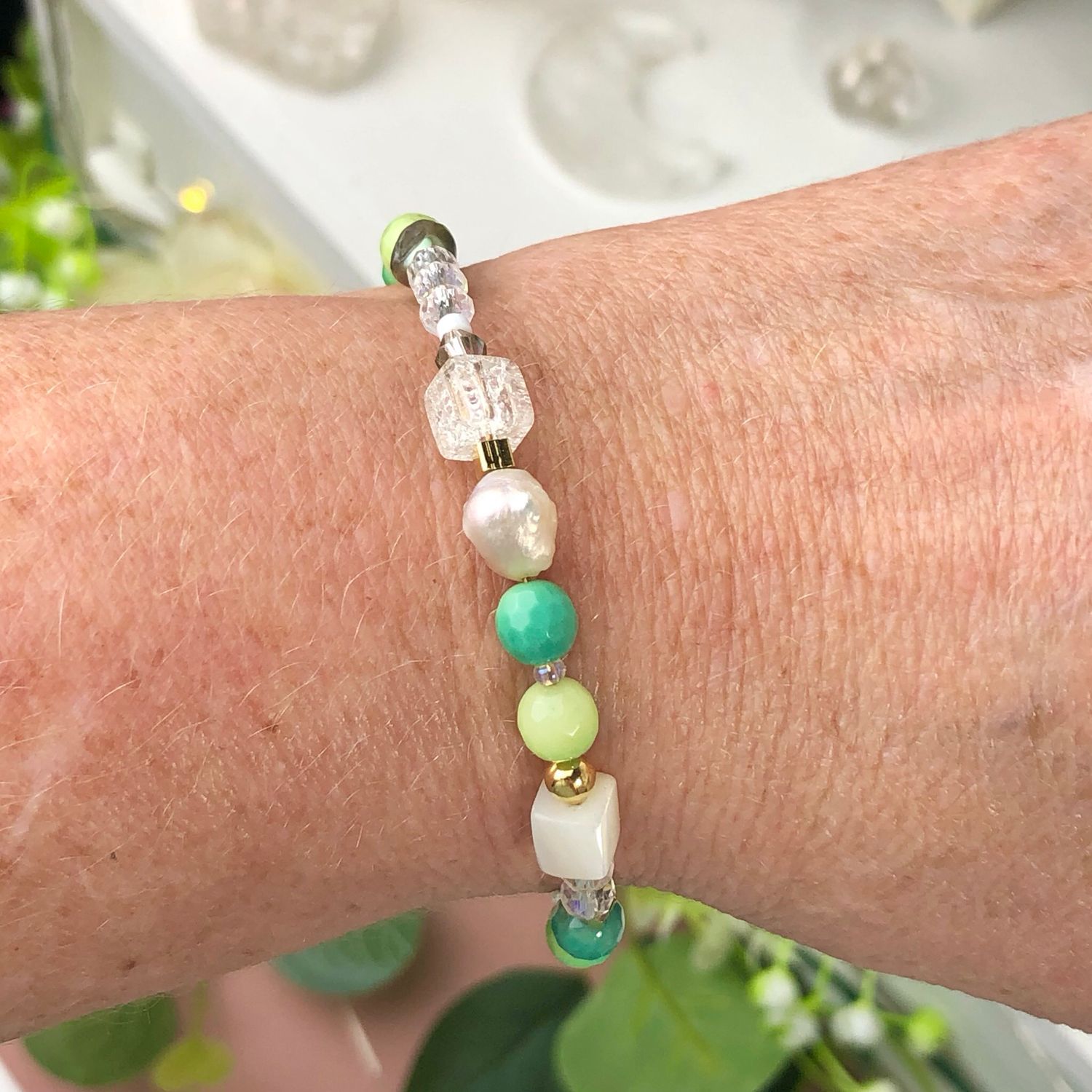 CHRYSOPRASE - Dainty Bangle - Gold Plated