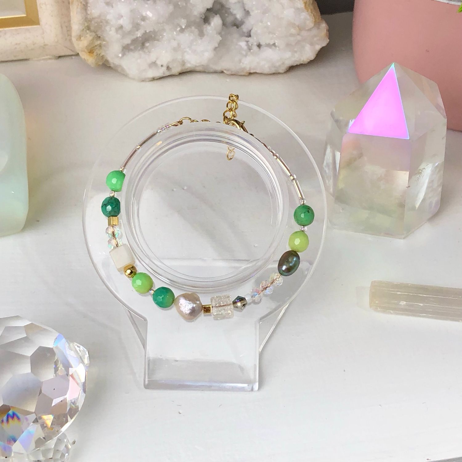 CHRYSOPRASE - Dainty Bangle - Gold Plated