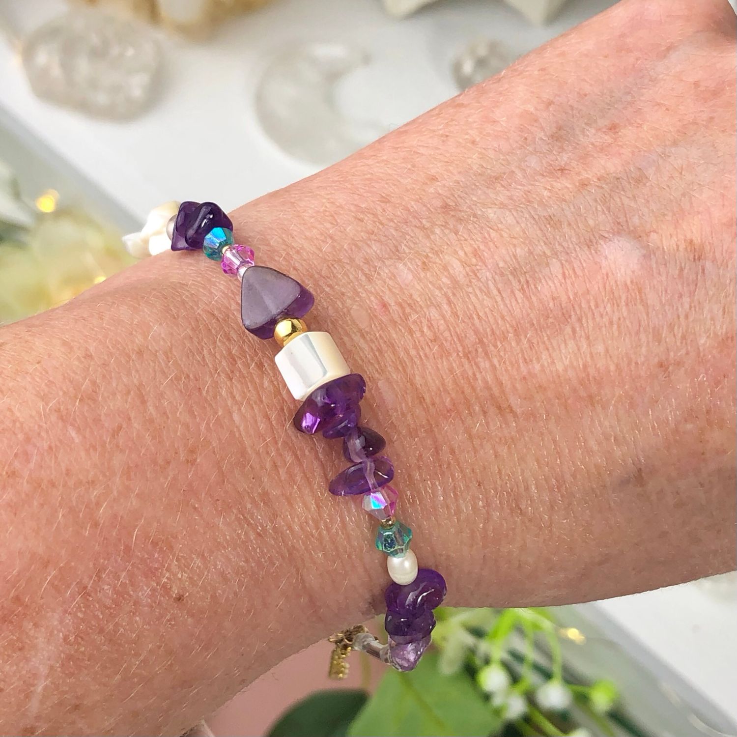 AMETHYST - Dainty Bangle - Gold Plated AMETHYST - Dainty Bangle - Gold Plated