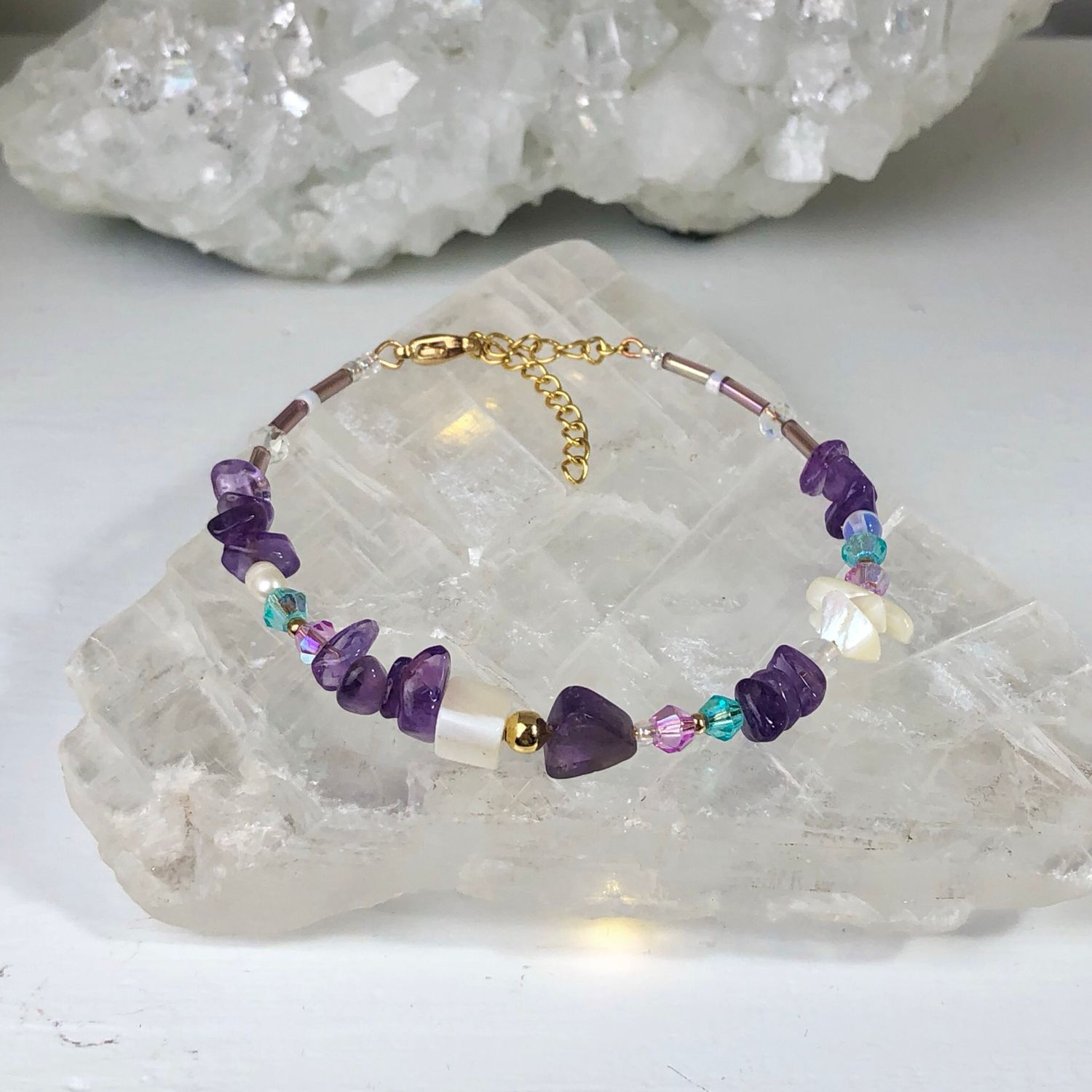 AMETHYST - Dainty Bangle - Gold Plated AMETHYST - Dainty Bangle - Gold Plated
