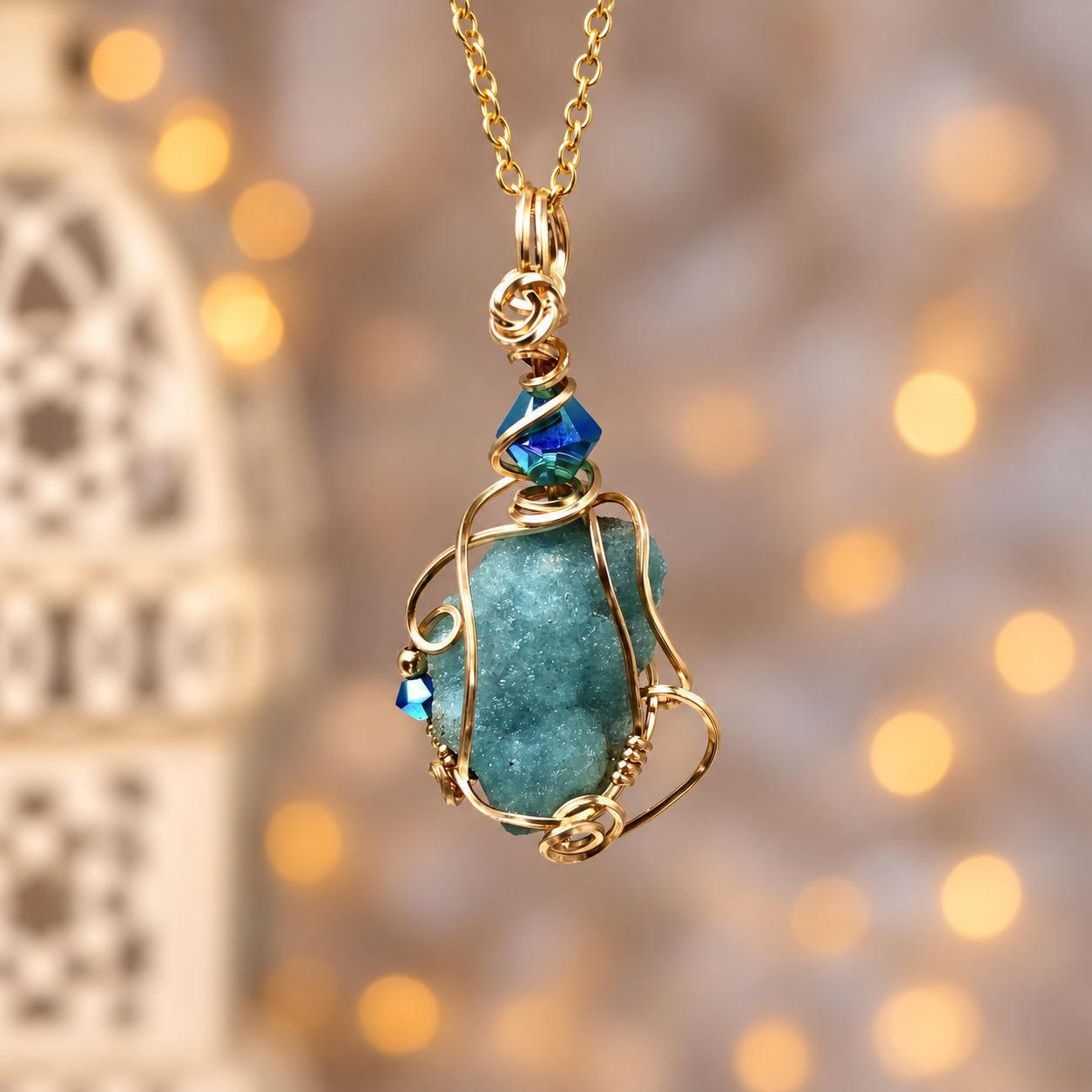 NATURAL HEMIMORPHITE - Crystal Therapy Pendant - 14k Gold Filled
