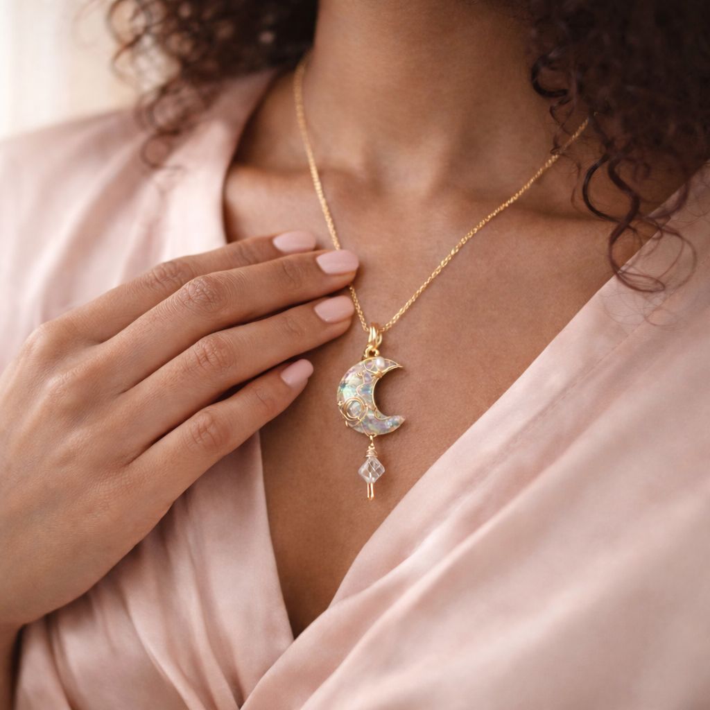 ANGEL AURA OPALITE - Crystal Therapy Pendant - 14k Gold Filled