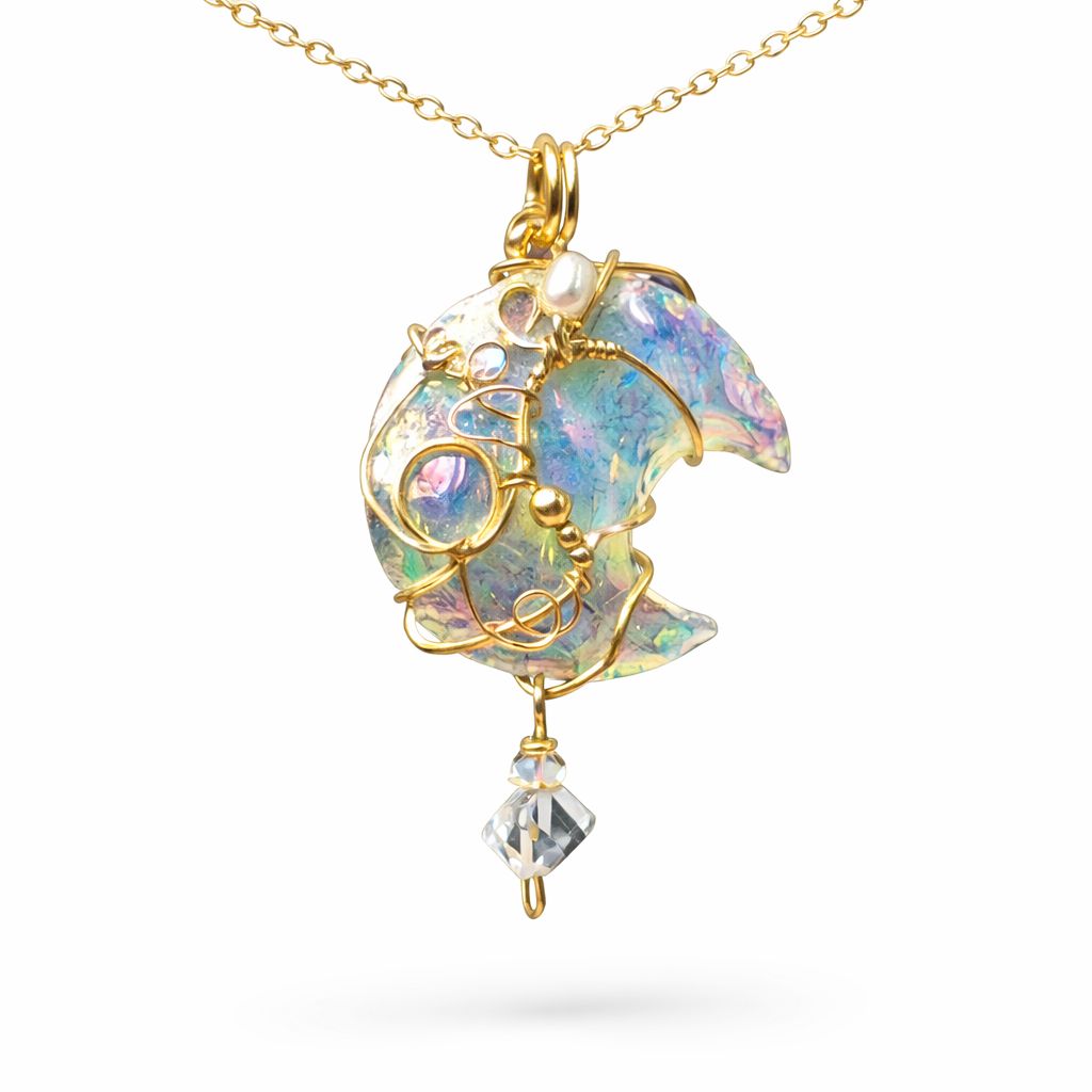 ANGEL AURA OPALITE - Crystal Therapy Pendant - 14k Gold Filled