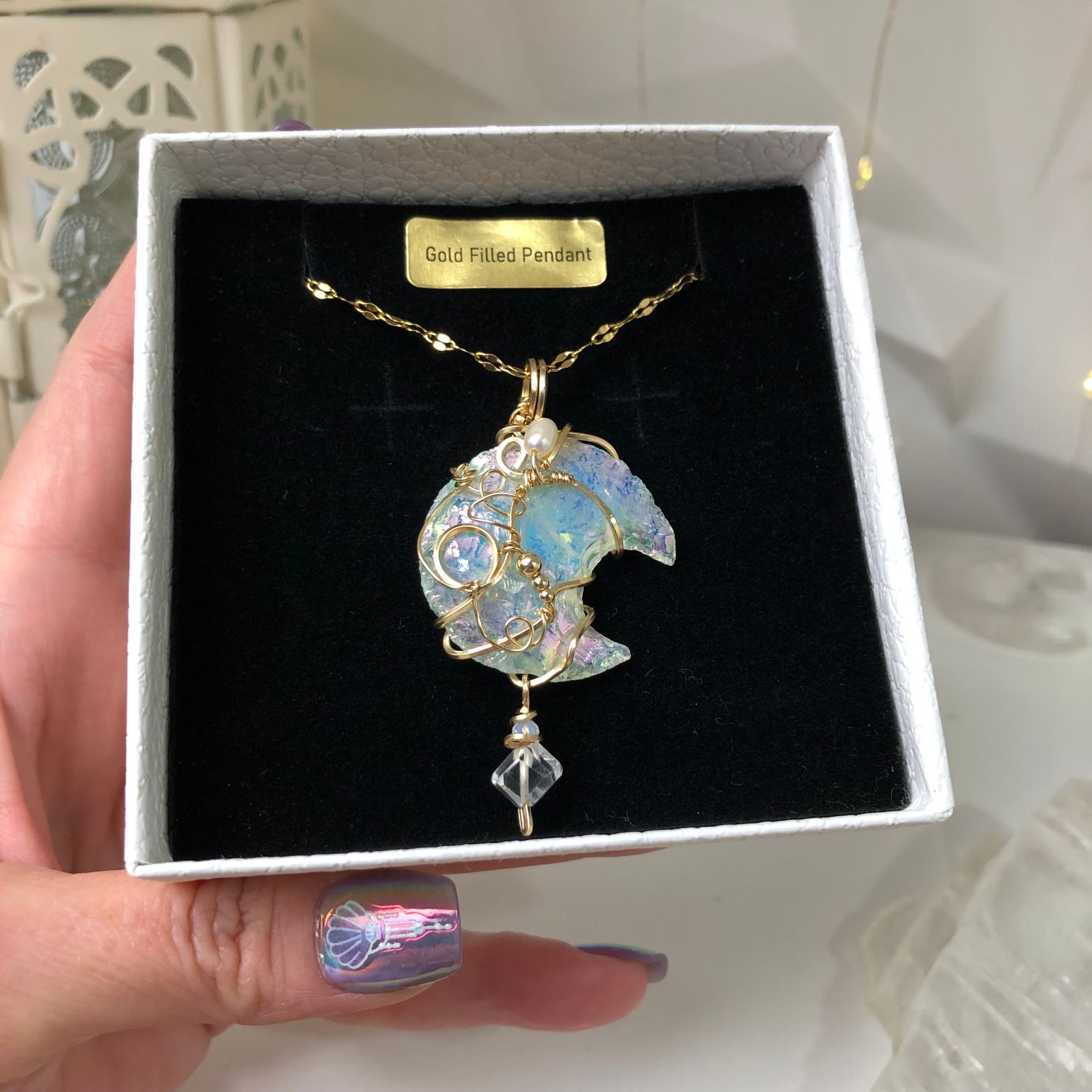 ANGEL AURA OPALITE - Crystal Therapy Pendant - 14k Gold Filled ANGEL AURA OPALITE - Crystal Therapy Pendant - 14k Gold Filled