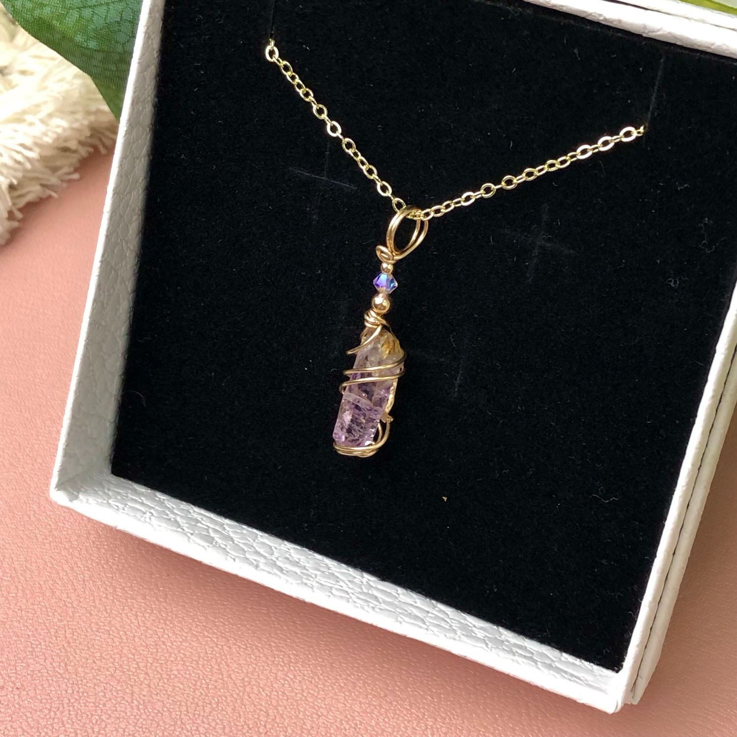 VERA CRUZ AMETHYST POINT - Crystal Therapy Pendant - 14k Gold Filled