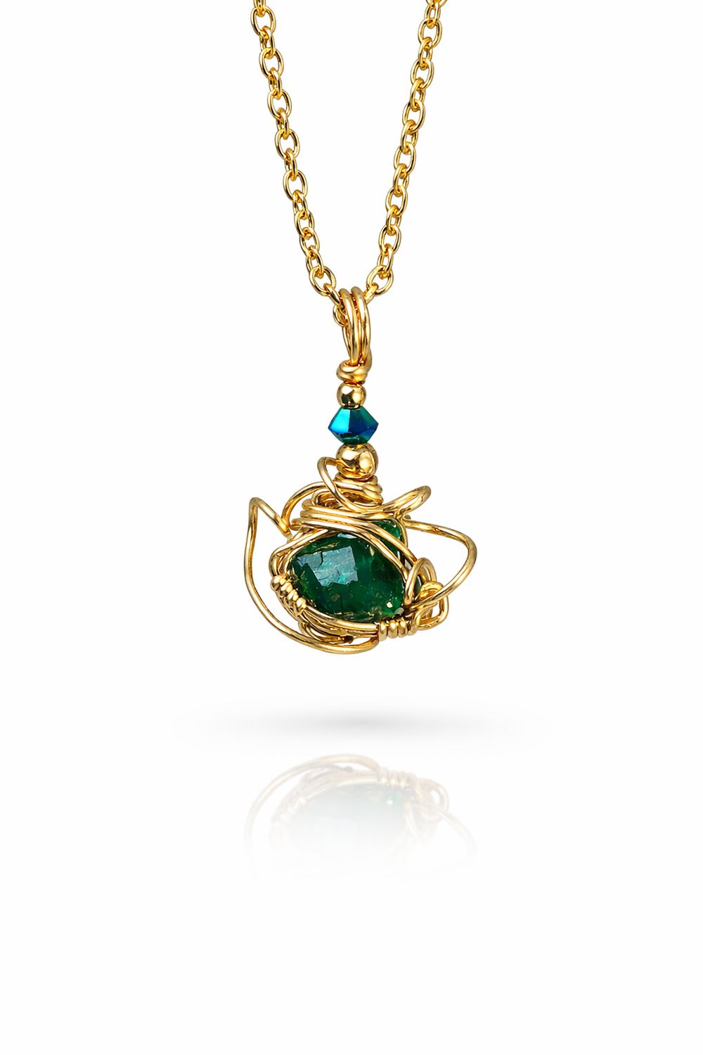 NATURAL DIOPTASE - Crystal Therapy Pendant - 14k Gold Filled