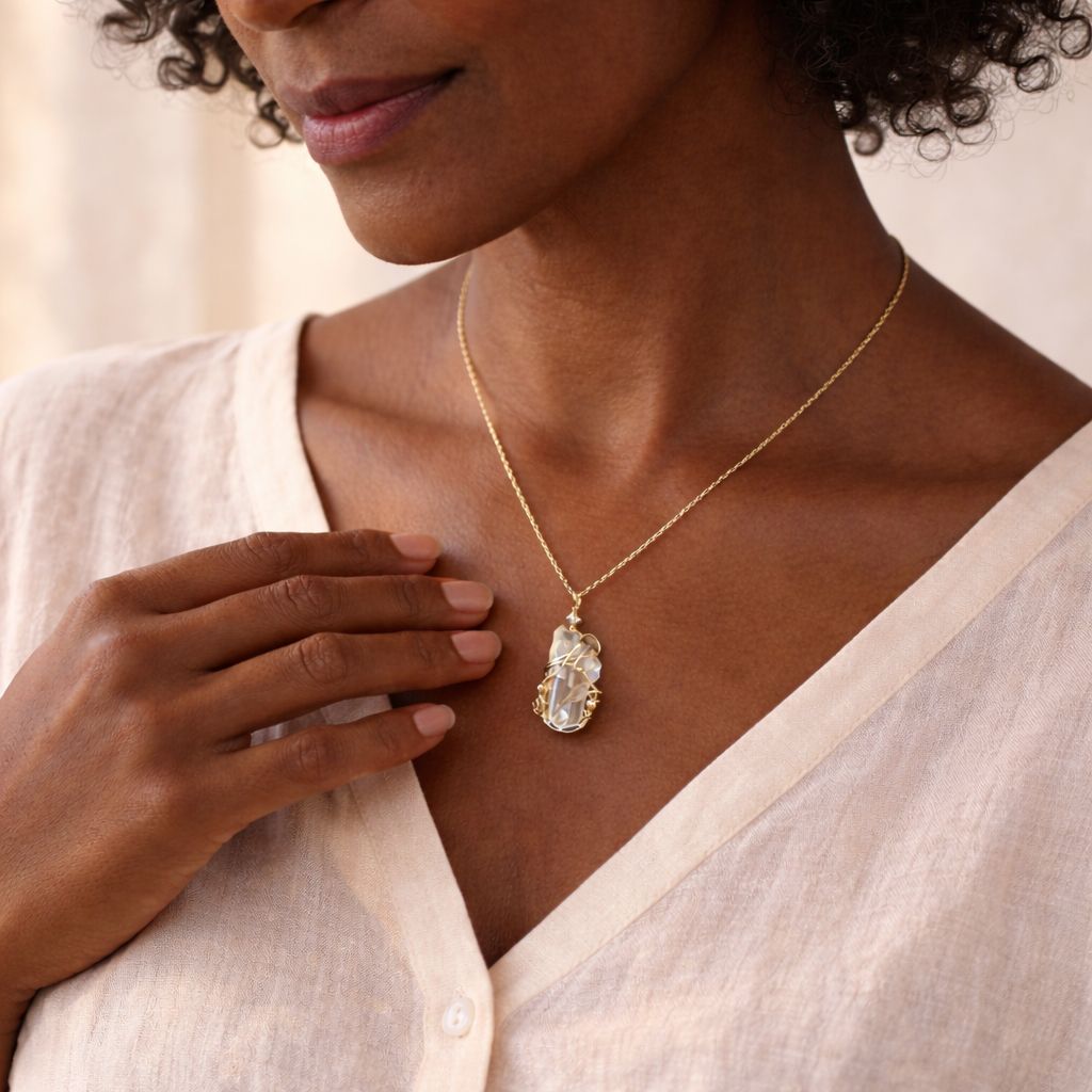 DOLPHIN QUARTZ - Crystal Therapy Pendant - 14k Gold Filled