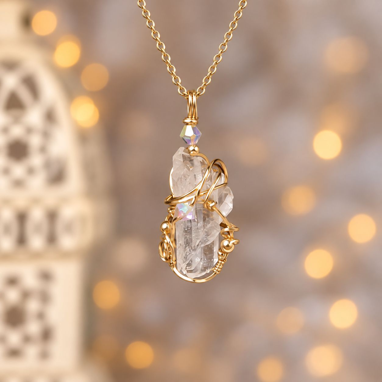 DOLPHIN QUARTZ - Crystal Therapy Pendant - 14k Gold Filled