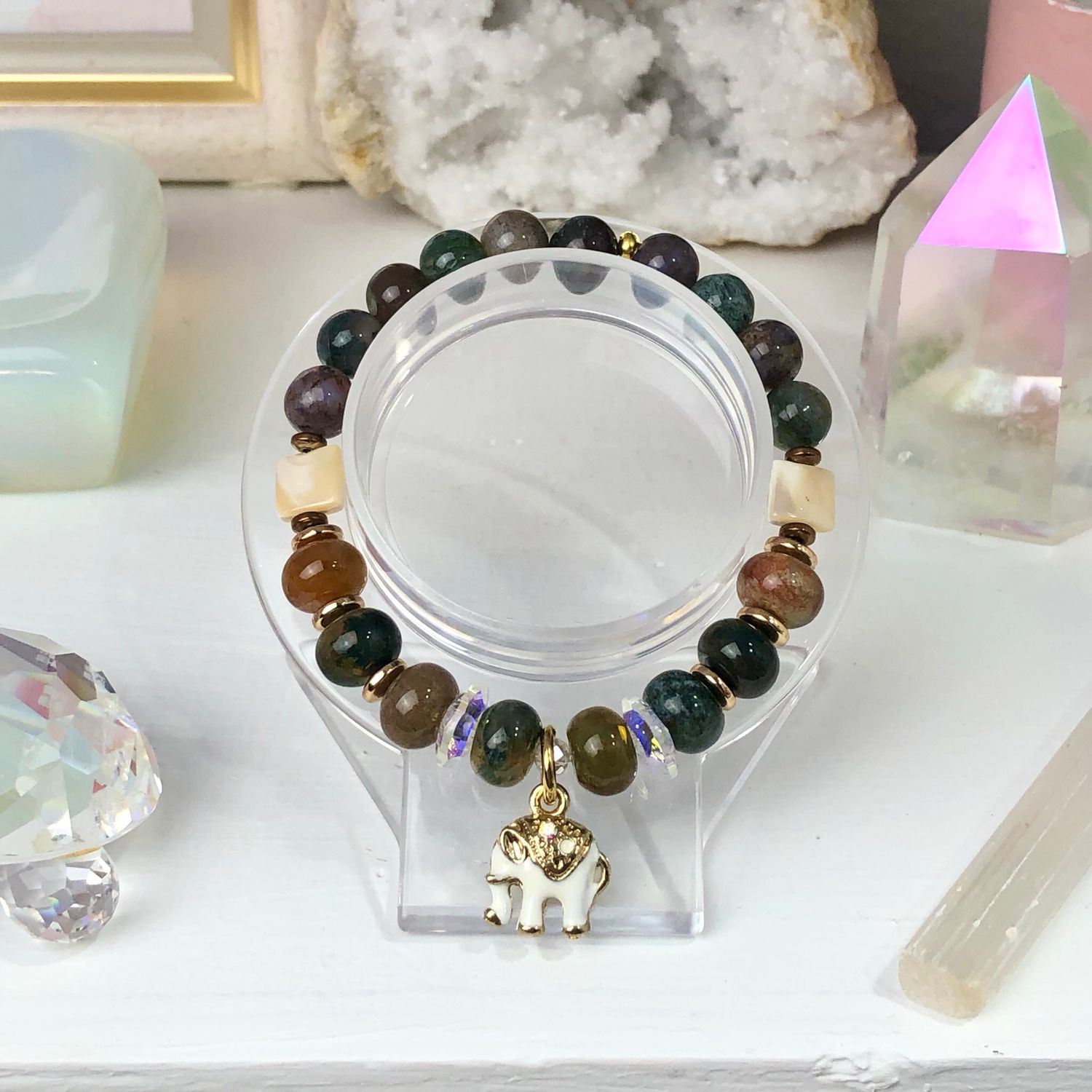 INDIAN AGATE - Crystal Therapy Bracelet - Stretch 7.5”