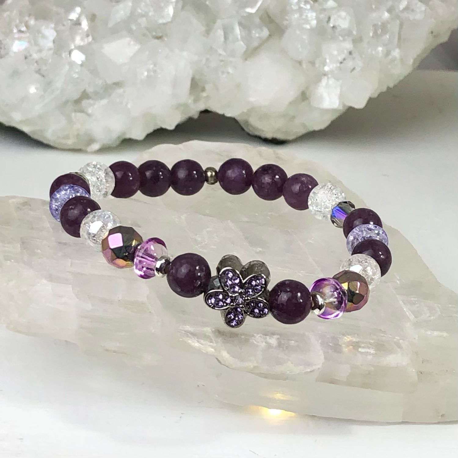 LEPIDOLITE - Crystal Therapy Bracelet - Stretch 7.5”