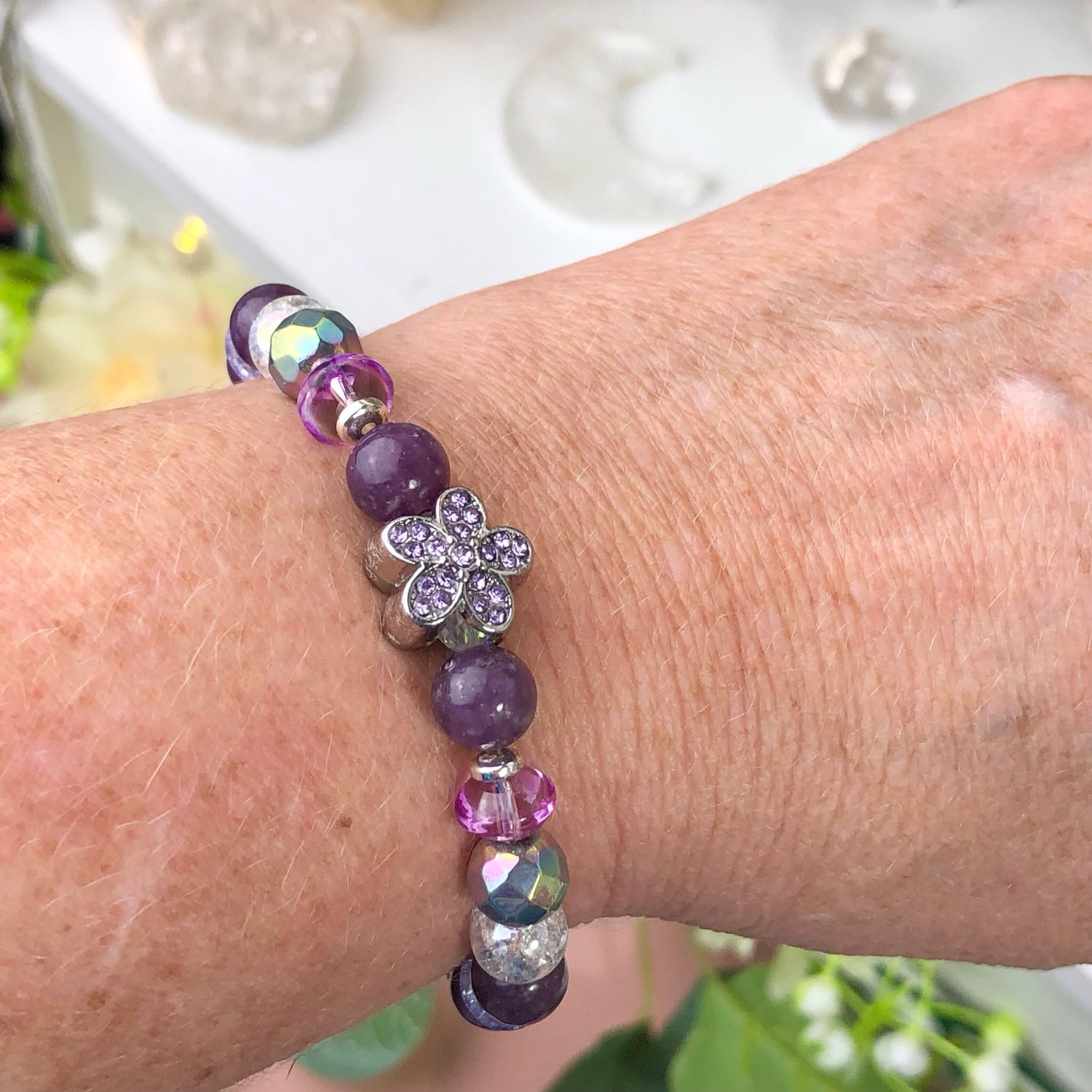 LEPIDOLITE - Crystal Therapy Bracelet - Stretch 7.5”
