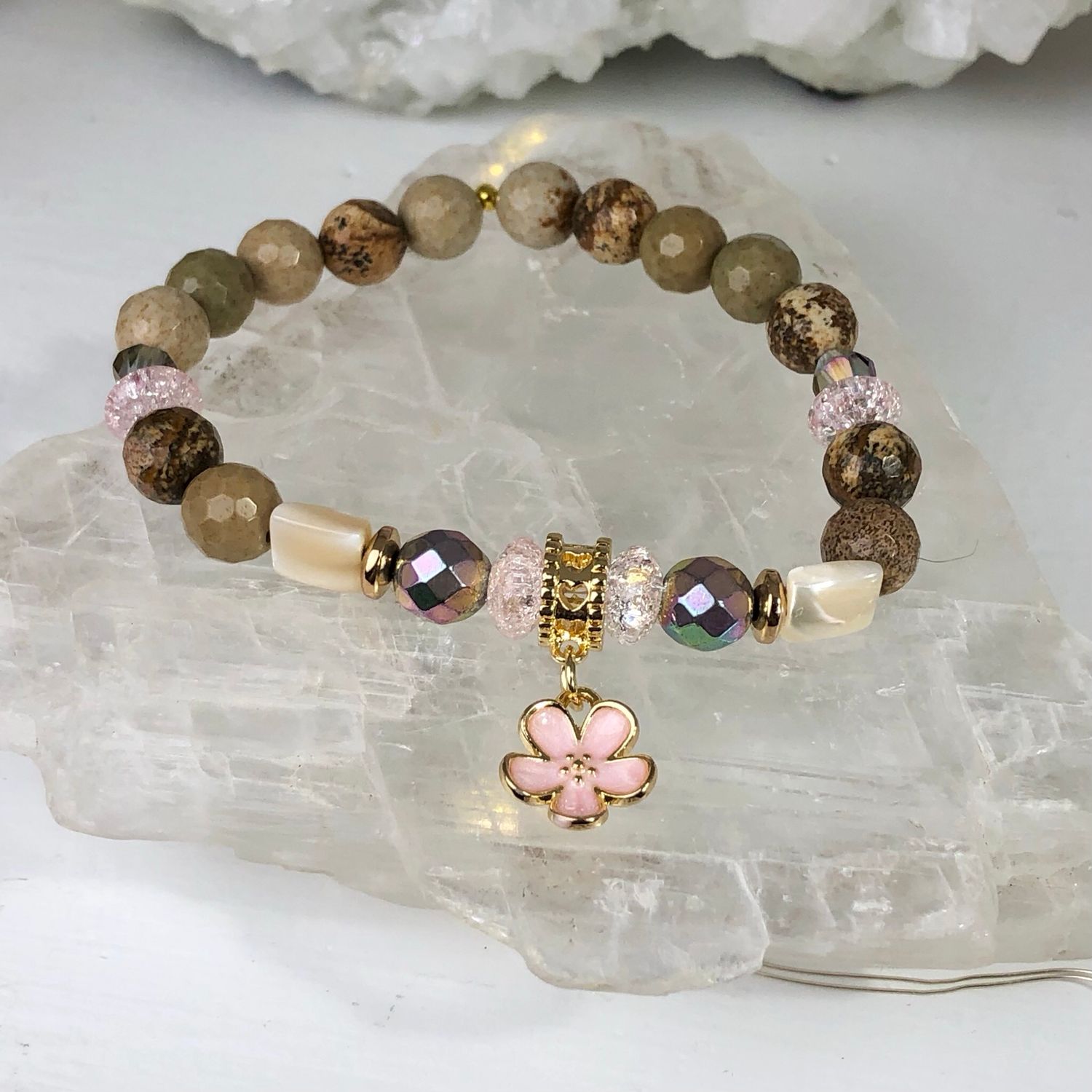 PICTURE JASPER - Crystal Therapy Bracelet - Stretch 7.5”