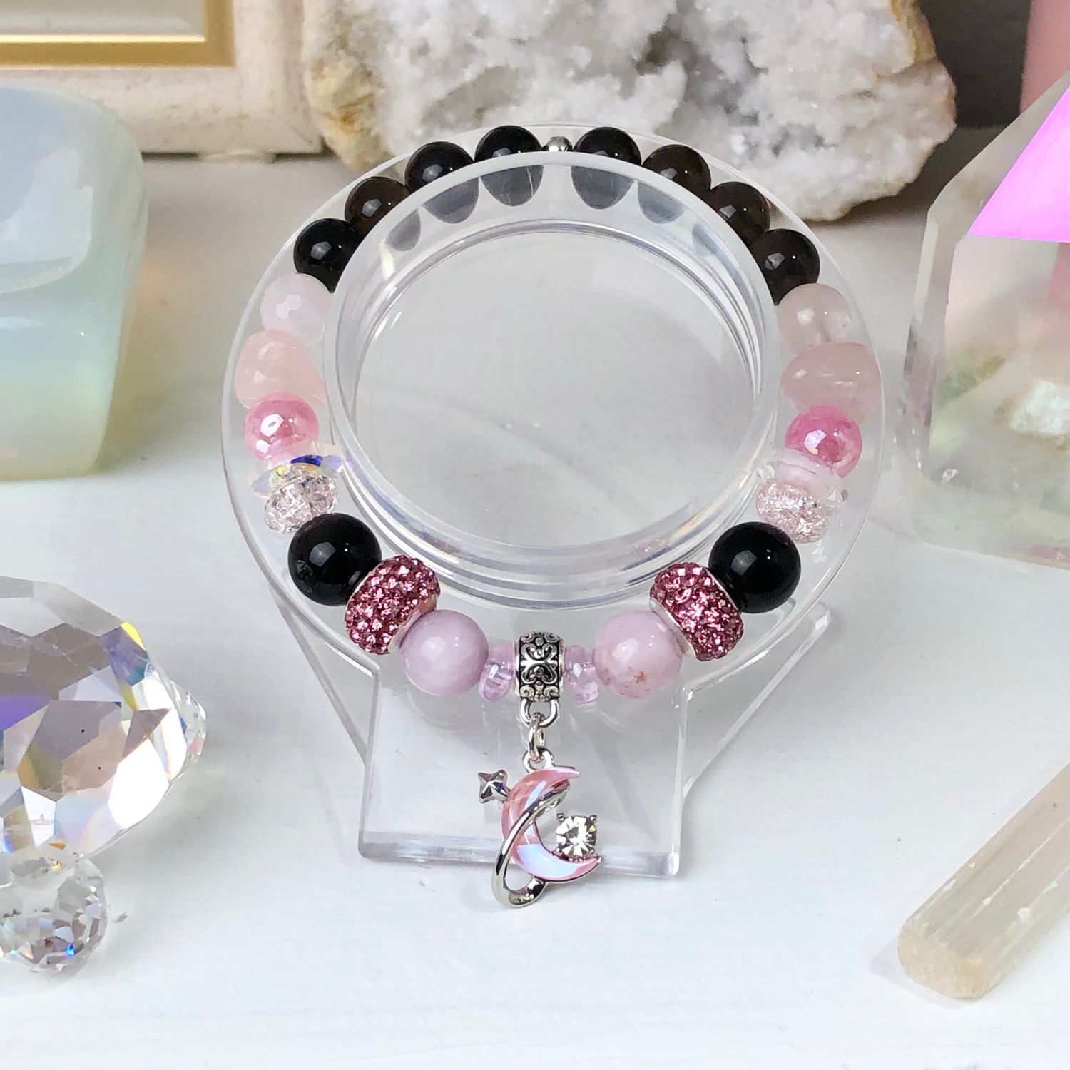 LOVE &amp; PROTECTION - Crystal Therapy Bracelet - Stretch 7.5”