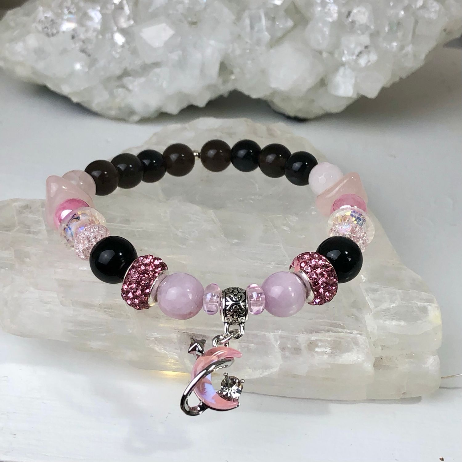 LOVE &amp; PROTECTION - Crystal Therapy Bracelet - Stretch 7.5”