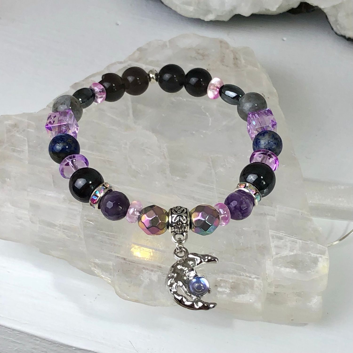 EMPATH PROTECTION - Crystal Therapy Bracelet - Stretch 7.5”