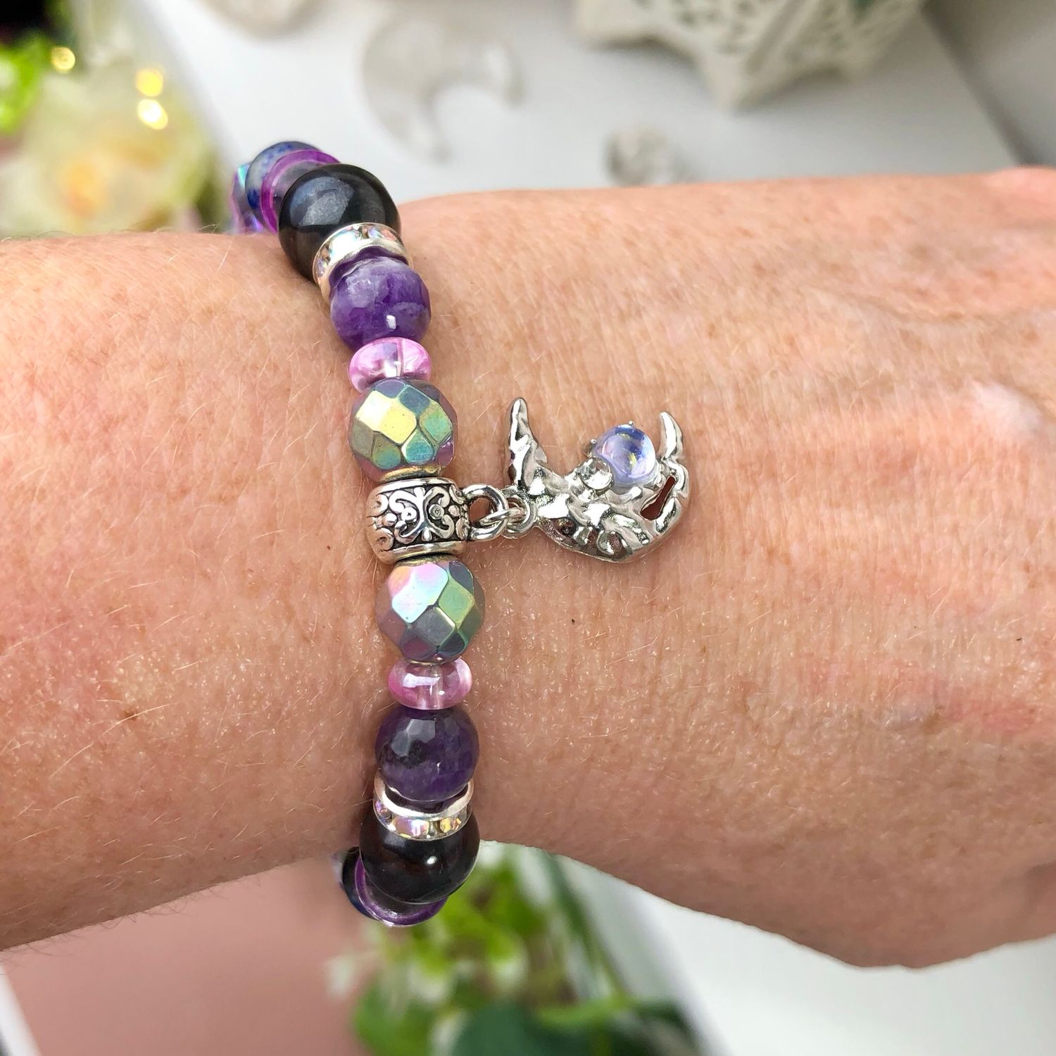 EMPATH PROTECTION - Crystal Therapy Bracelet - Stretch 7.5”